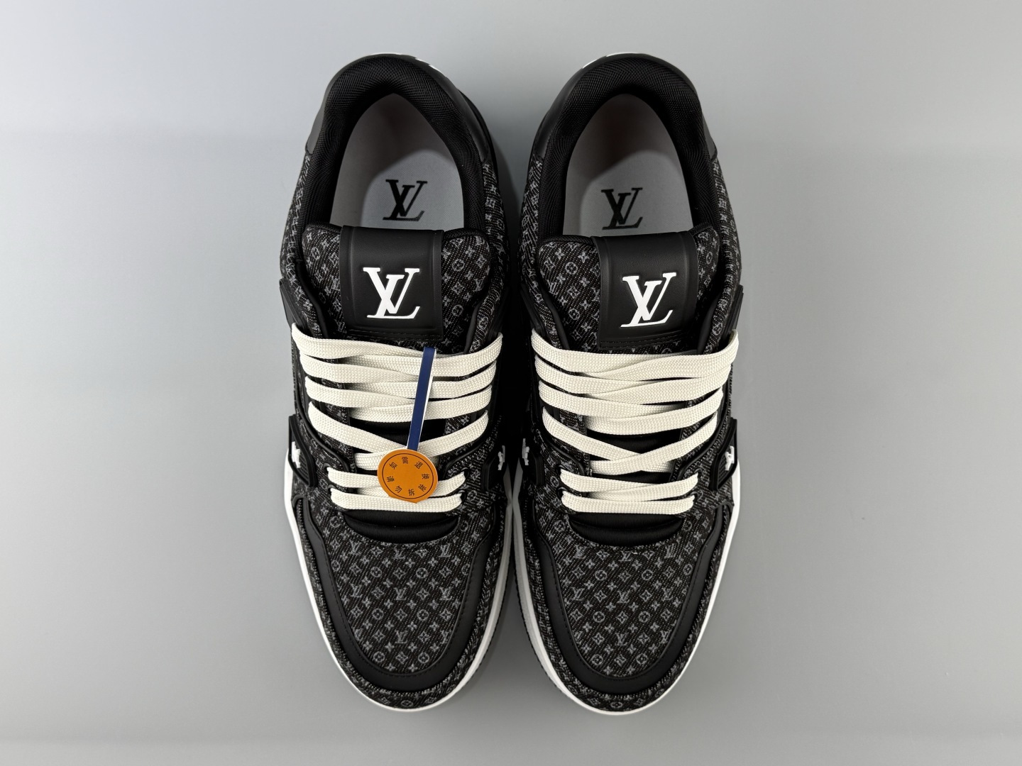 LOUIS VUITTON 2026 latest colorway Trainer, featuring an all-denim and suede construction, floral details, handwritten-style branding, round toe, lace-up closure, and low-top sneaker design - Image 17