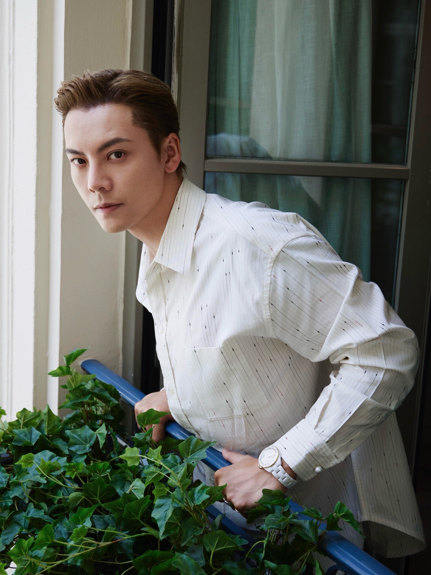 Xiaoxiang Double C embroidered striped shirt Customized star-dot yarn-dyed jacquard poplin material, pure white porcelain spreads the body in sequence, fine ink vertical patterns are interwoven with fine colorful dots and shooting stars, precipitating the French simple and relaxed luxury charm of aristocratic family - Image 15