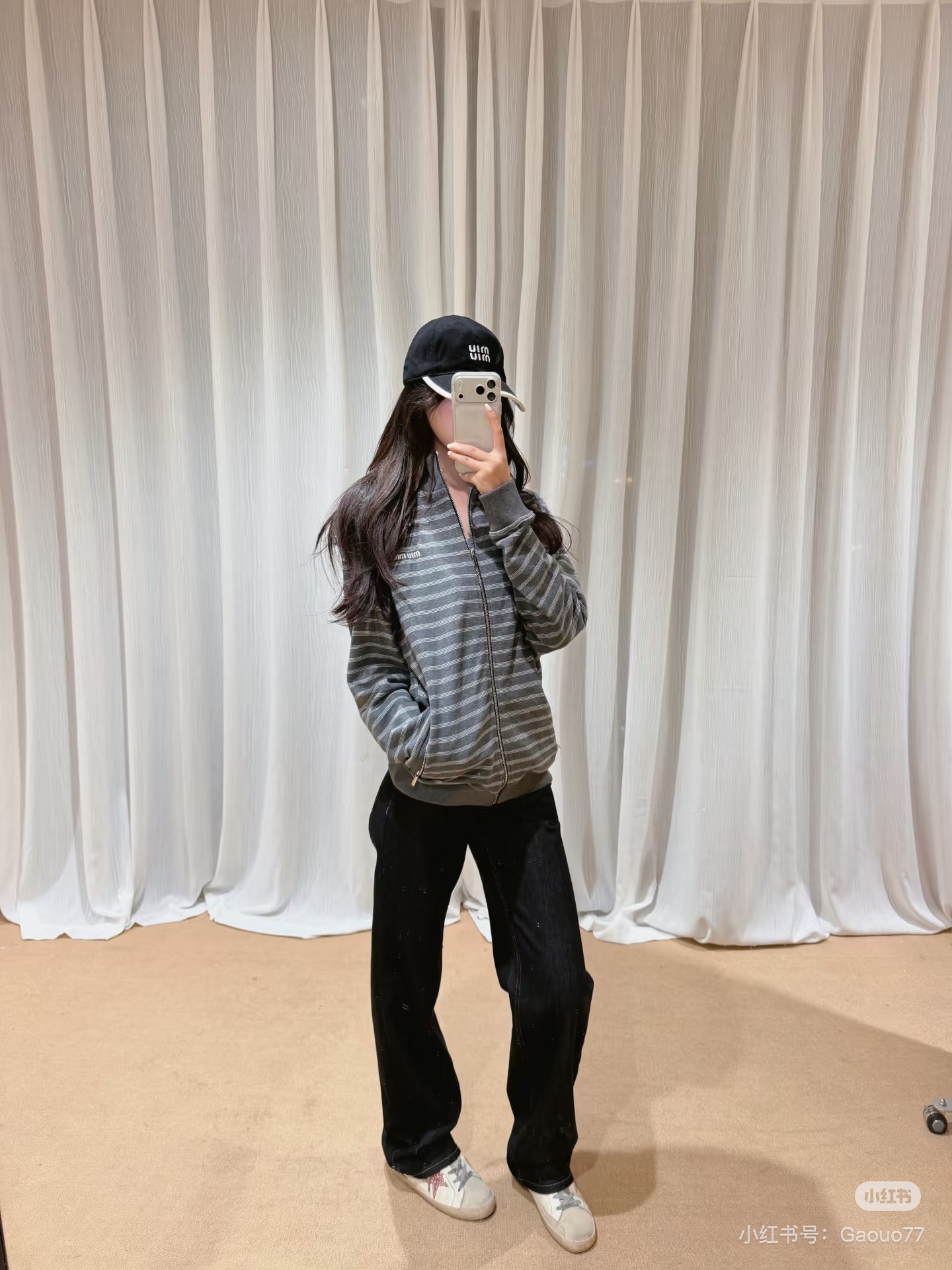 Miu Mi*/Miu Miu letter embroidered counterpoint striped zipper jacket The stripe spacing is accurately aligned, and the width and color of each strip are aligned with the original version - Image 14