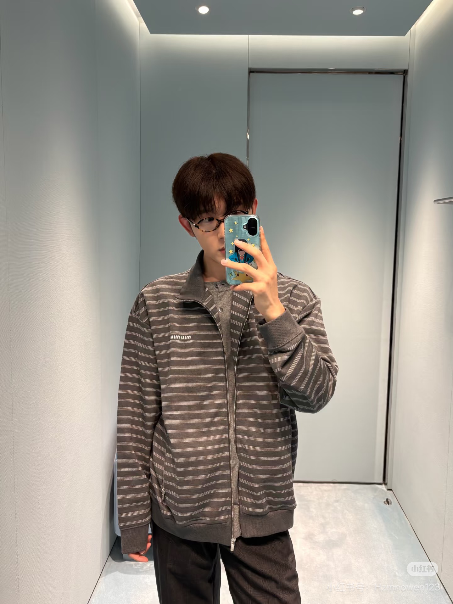 Miu Mi*/Miu Miu letter embroidered counterpoint striped zipper jacket The stripe spacing is accurately aligned, and the width and color of each strip are aligned with the original version - Image 16