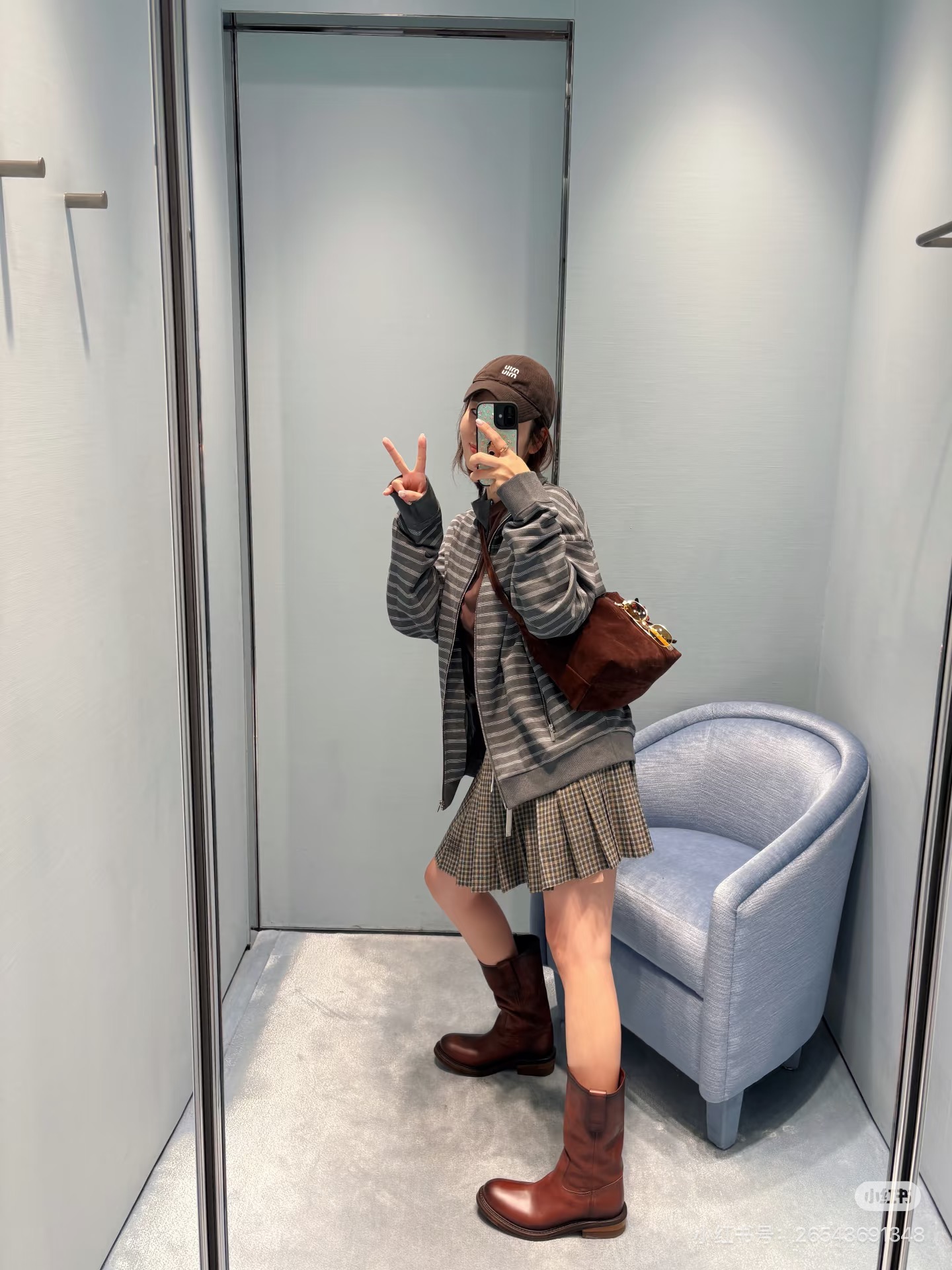 Miu Mi*/Miu Miu letter embroidered counterpoint striped zipper jacket The stripe spacing is accurately aligned, and the width and color of each strip are aligned with the original version - Image 17