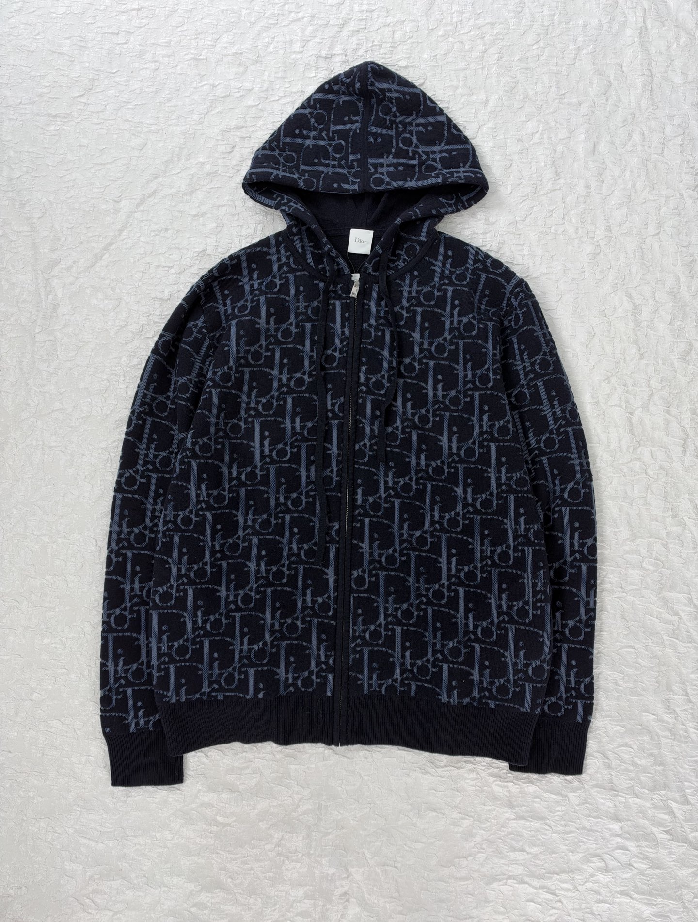 Dio*/Dior 26SS Oblique all-over jacquard knitted zipper hooded jacket The original version was purchased for RMB 26,037 and developed - Image 3
