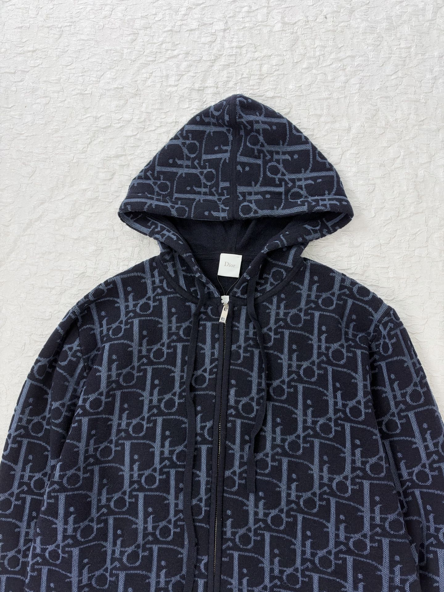Dio*/Dior 26SS Oblique all-over jacquard knitted zipper hooded jacket The original version was purchased for RMB 26,037 and developed - Image 5