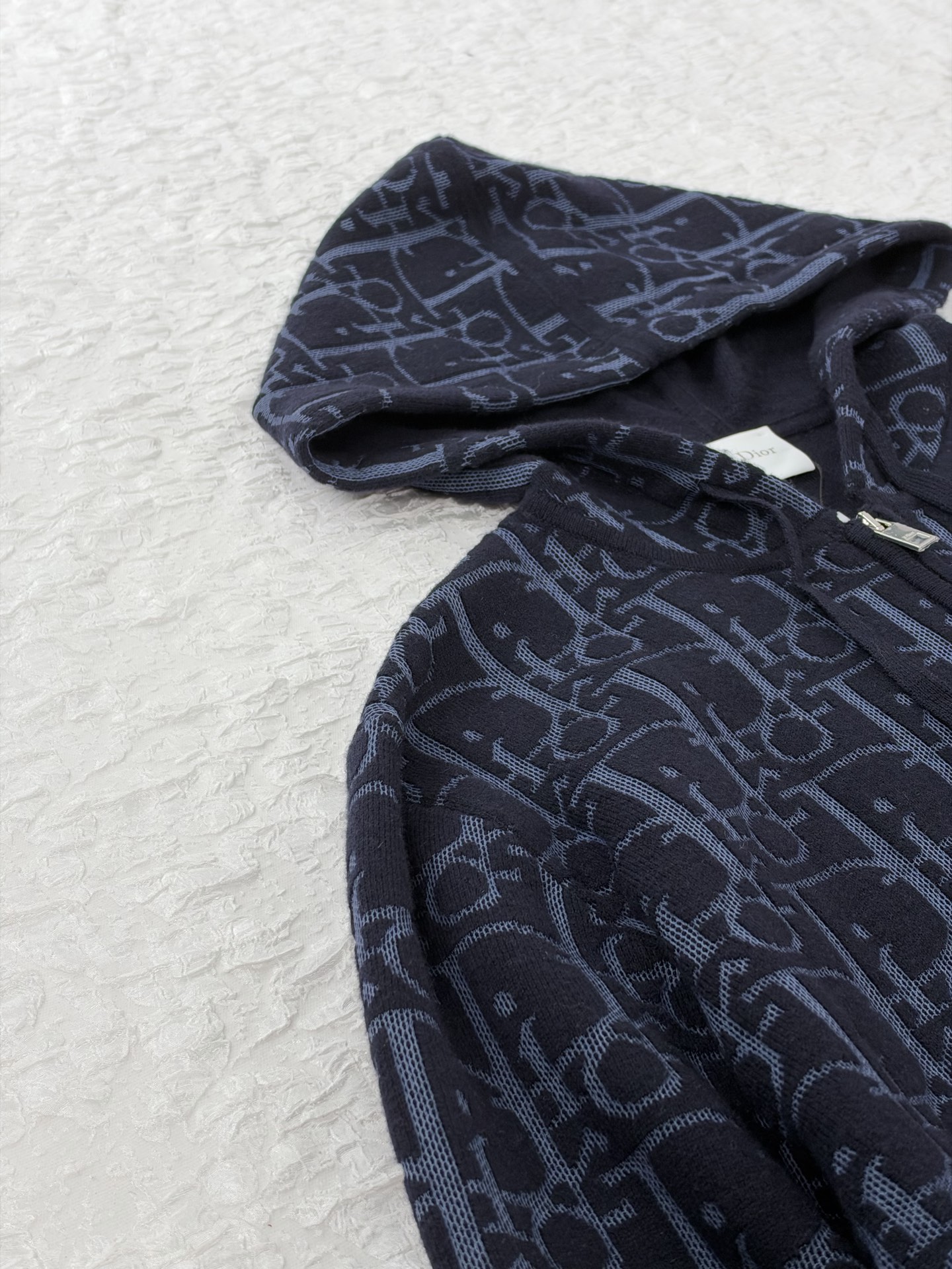 Dio*/Dior 26SS Oblique all-over jacquard knitted zipper hooded jacket The original version was purchased for RMB 26,037 and developed - Image 7
