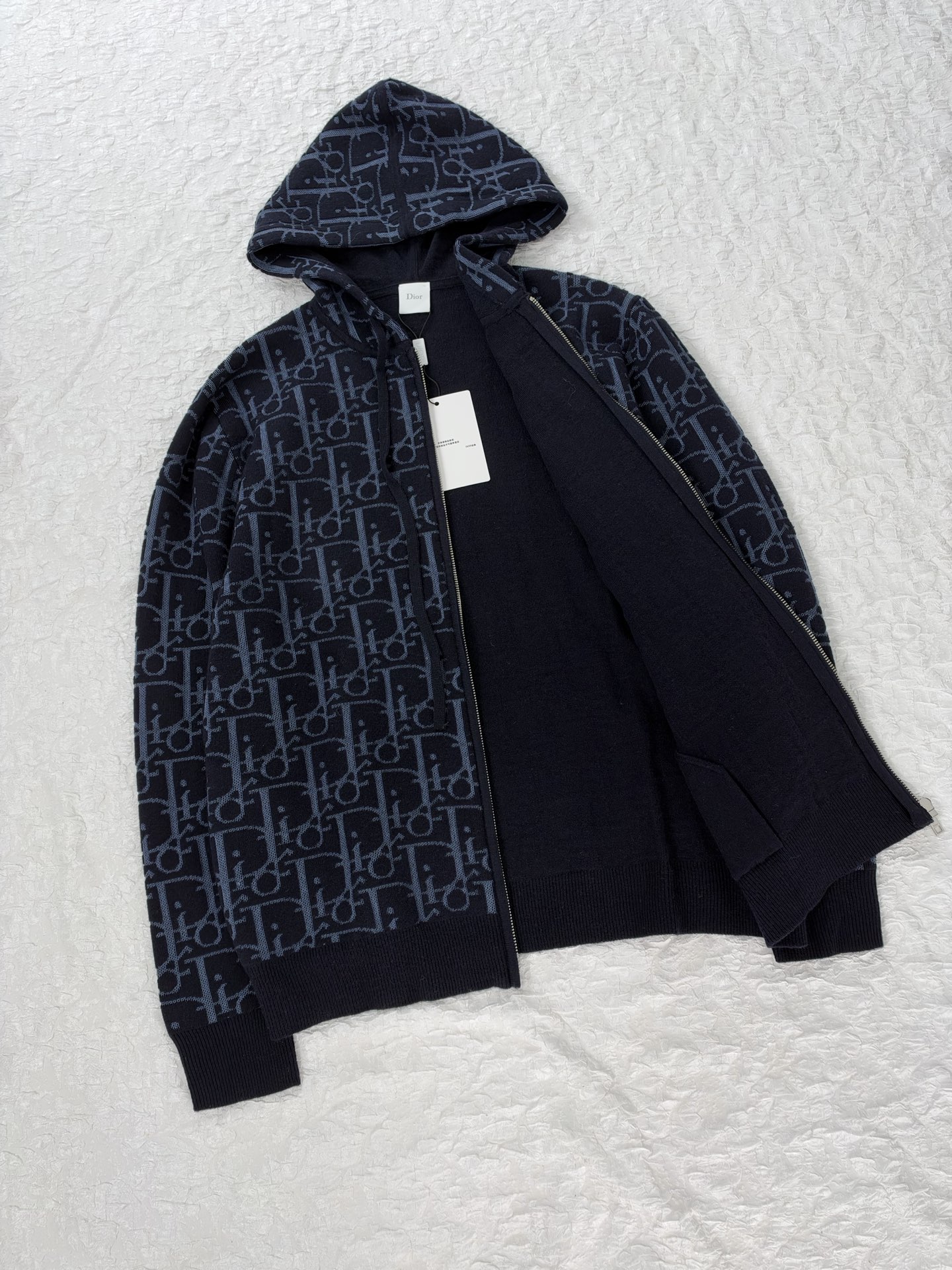 Dio*/Dior 26SS Oblique all-over jacquard knitted zipper hooded jacket The original version was purchased for RMB 26,037 and developed - Image 9