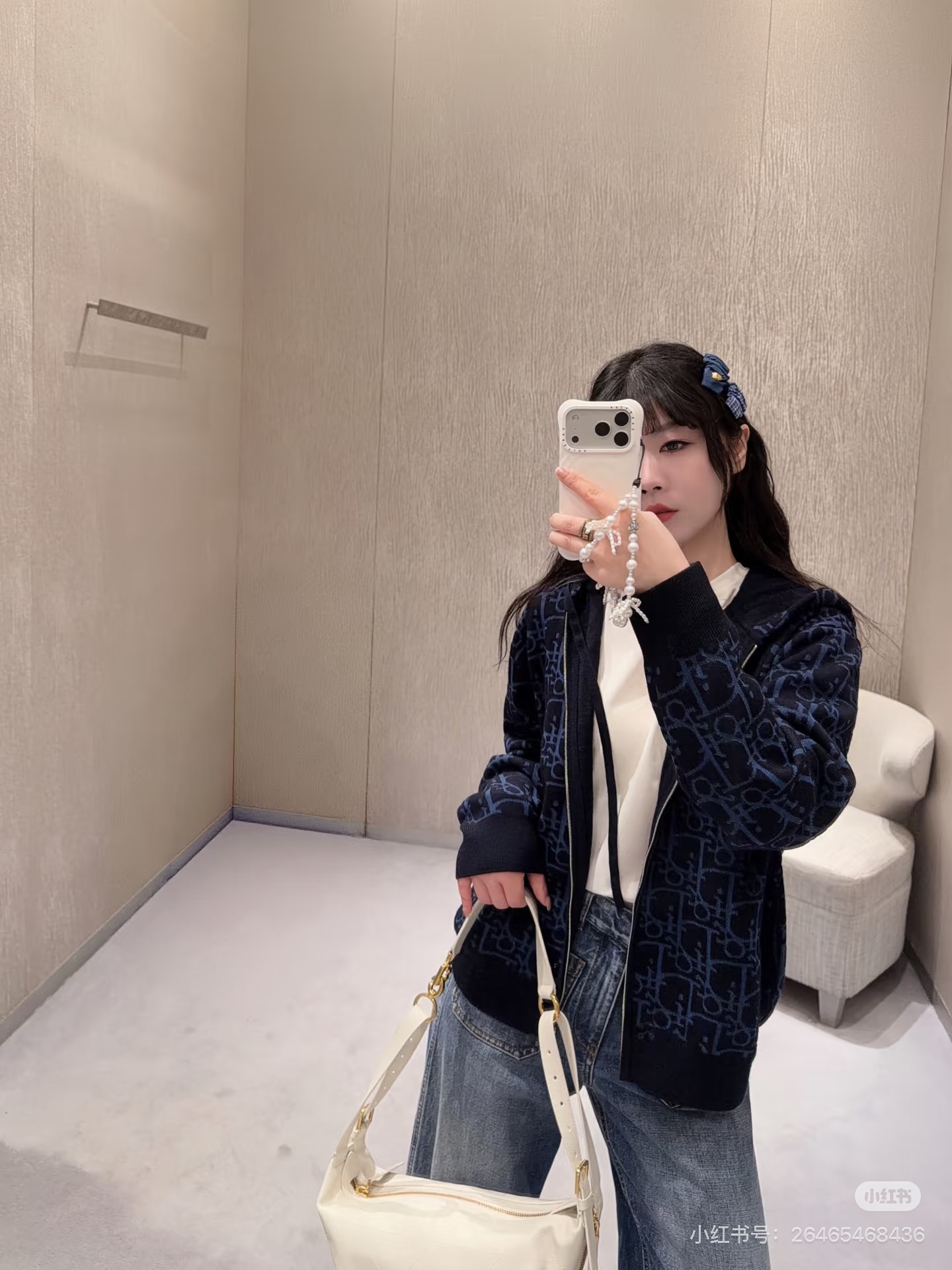Dio*/Dior 26SS Oblique all-over jacquard knitted zipper hooded jacket The original version was purchased for RMB 26,037 and developed - Image 15