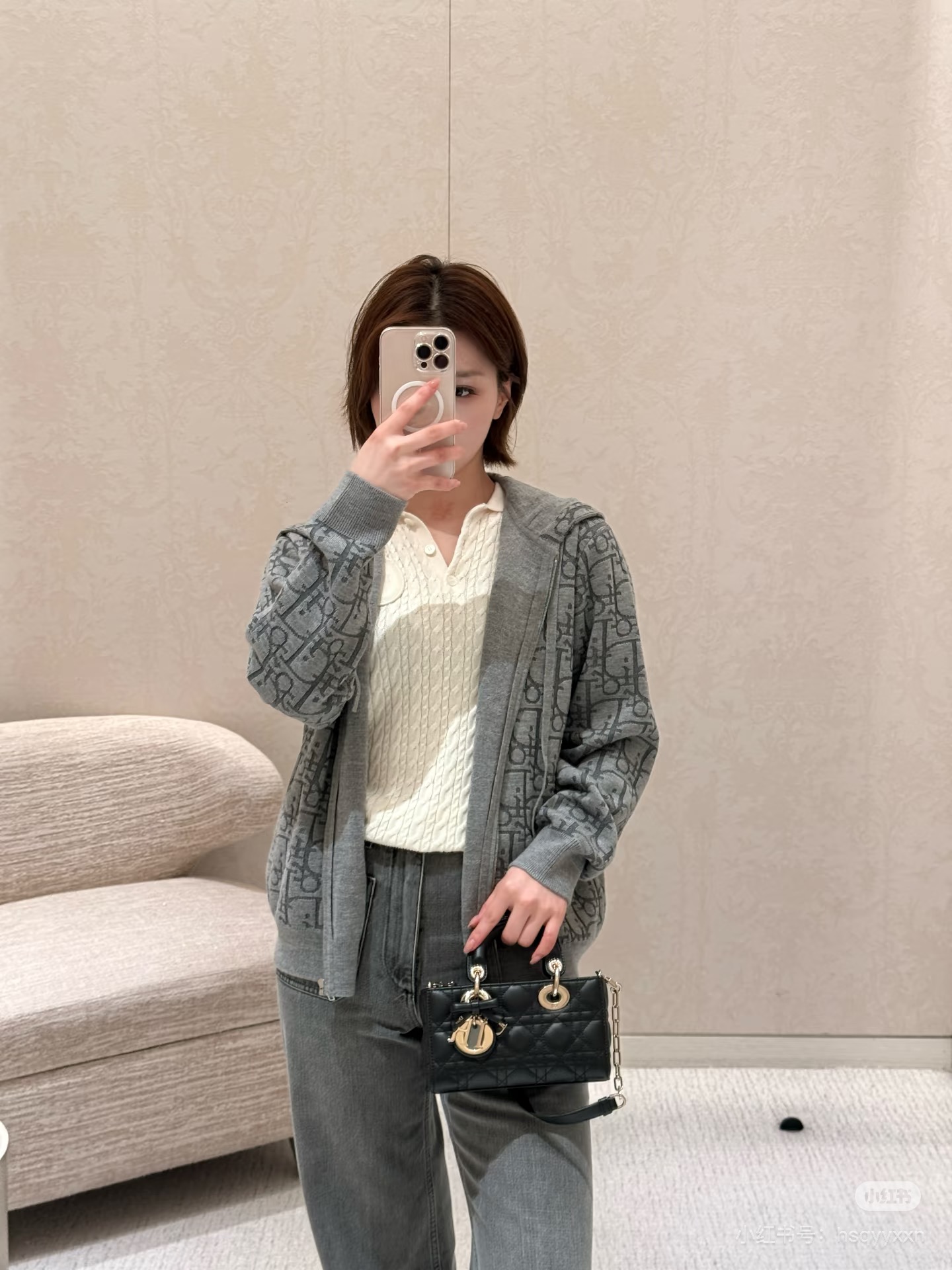 Dio*/Dior 26SS Oblique all-over jacquard knitted zipper hooded jacket The original version was purchased for RMB 26,037 and developed - Image 20