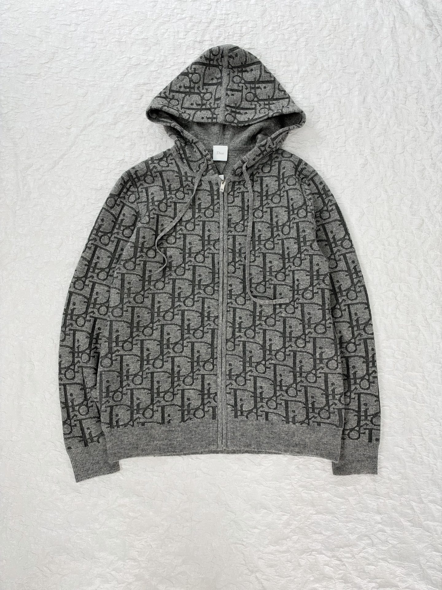 Dio*/Dior 26SS Oblique all-over jacquard knitted zipper hooded jacket The original version was purchased for RMB 26,037 and developed - Image 3