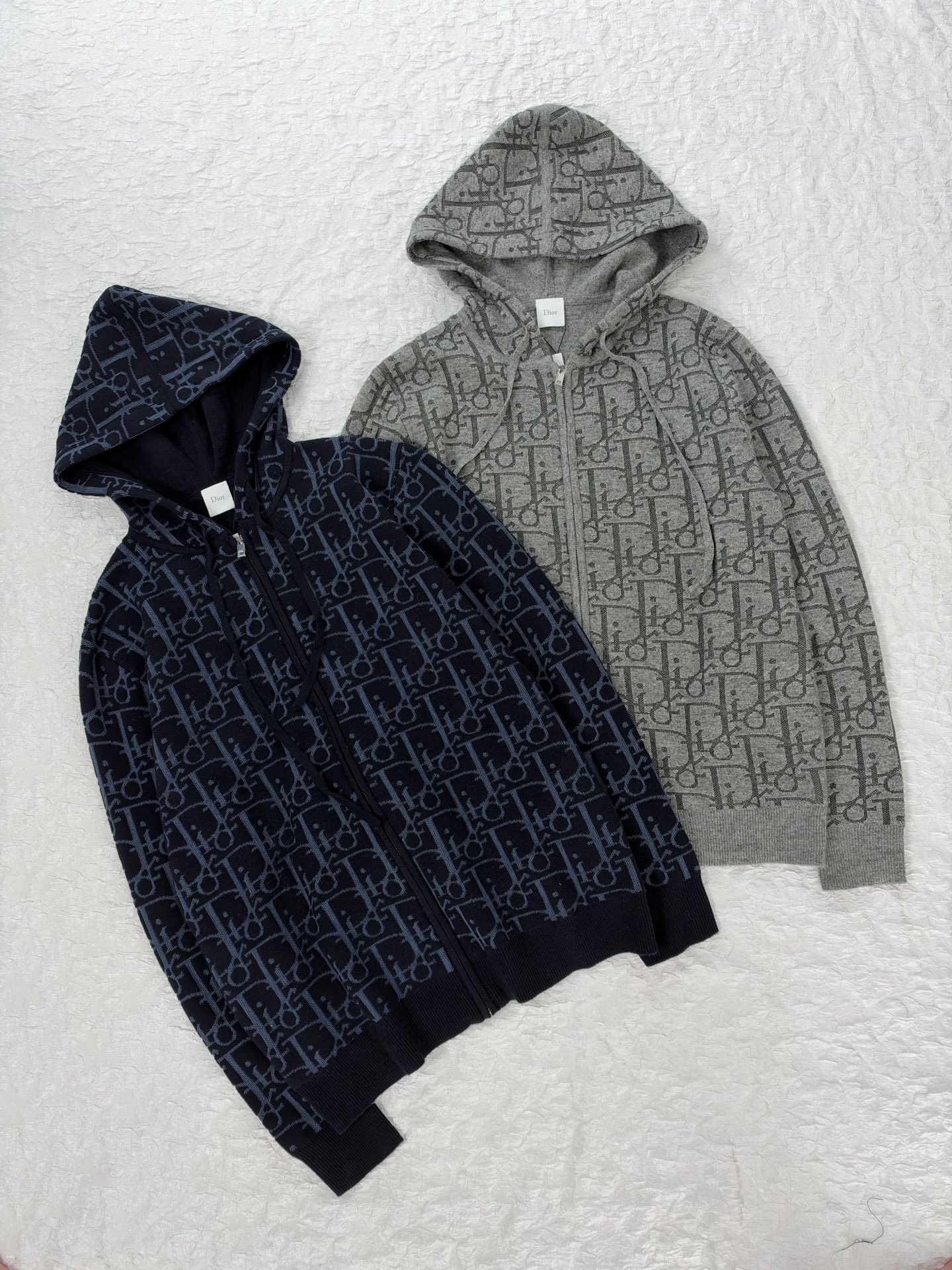 Dio*/Dior 26SS Oblique all-over jacquard knitted zipper hooded jacket The original version was purchased for RMB 26,037 and developed - Image 4