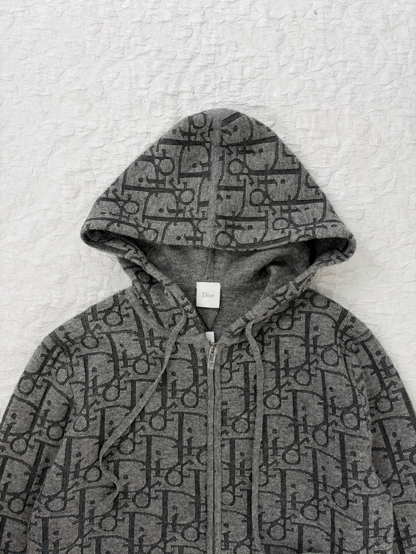 Dio*/Dior 26SS Oblique all-over jacquard knitted zipper hooded jacket The original version was purchased for RMB 26,037 and developed - Image 5