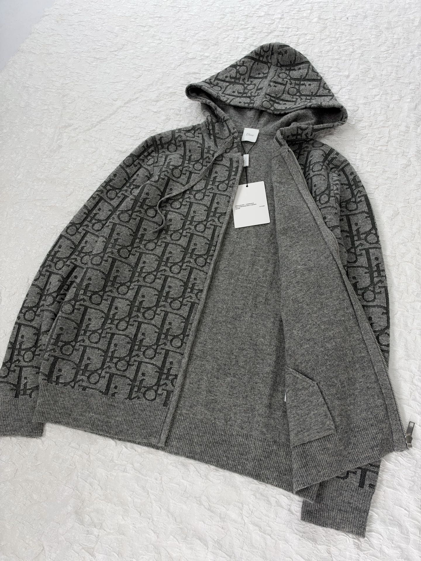Dio*/Dior 26SS Oblique all-over jacquard knitted zipper hooded jacket The original version was purchased for RMB 26,037 and developed - Image 6