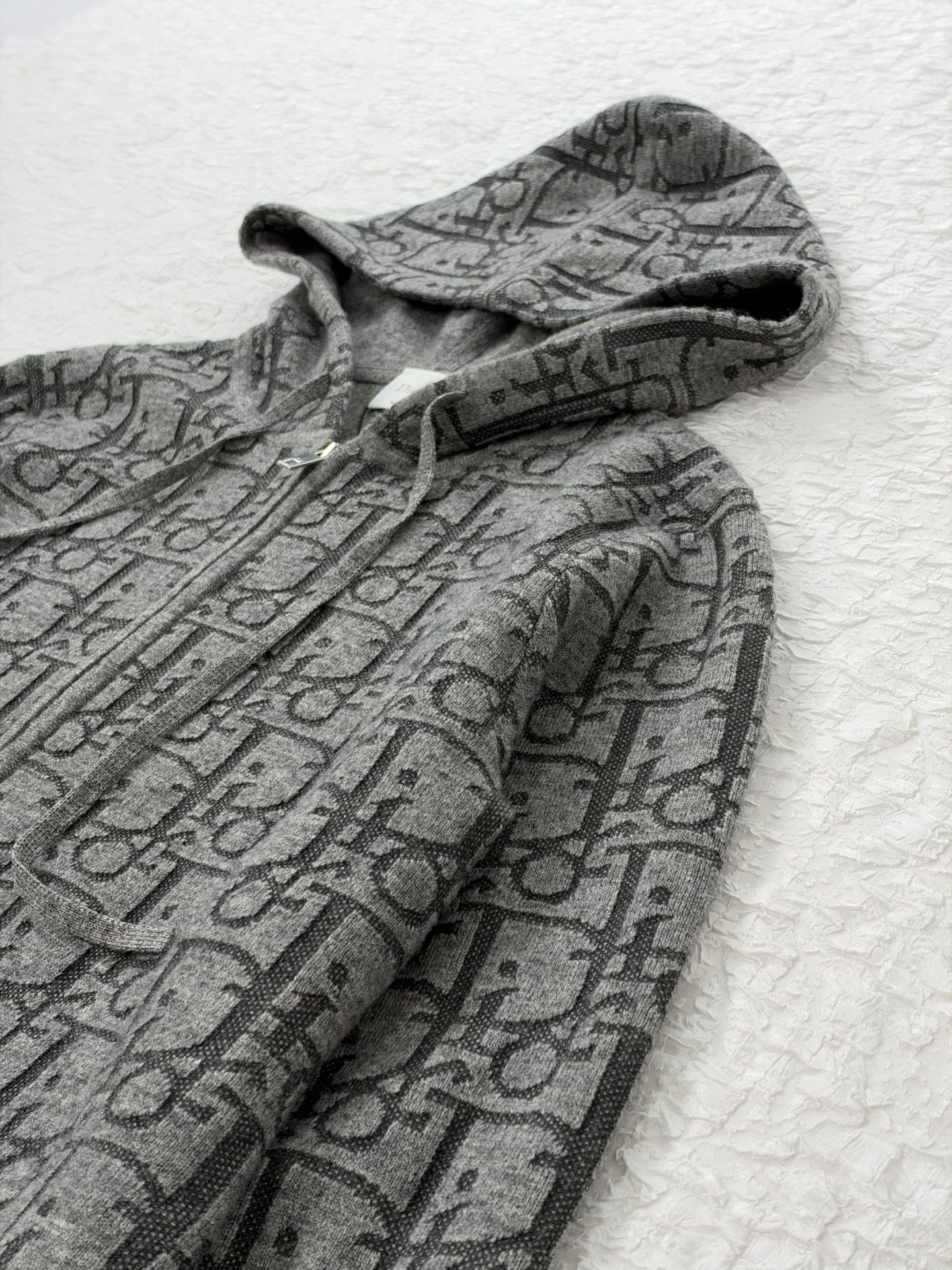Dio*/Dior 26SS Oblique all-over jacquard knitted zipper hooded jacket The original version was purchased for RMB 26,037 and developed - Image 7