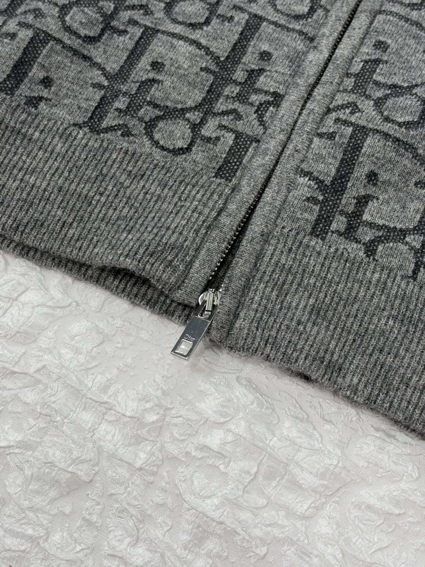 Dio*/Dior 26SS Oblique all-over jacquard knitted zipper hooded jacket The original version was purchased for RMB 26,037 and developed - Image 9