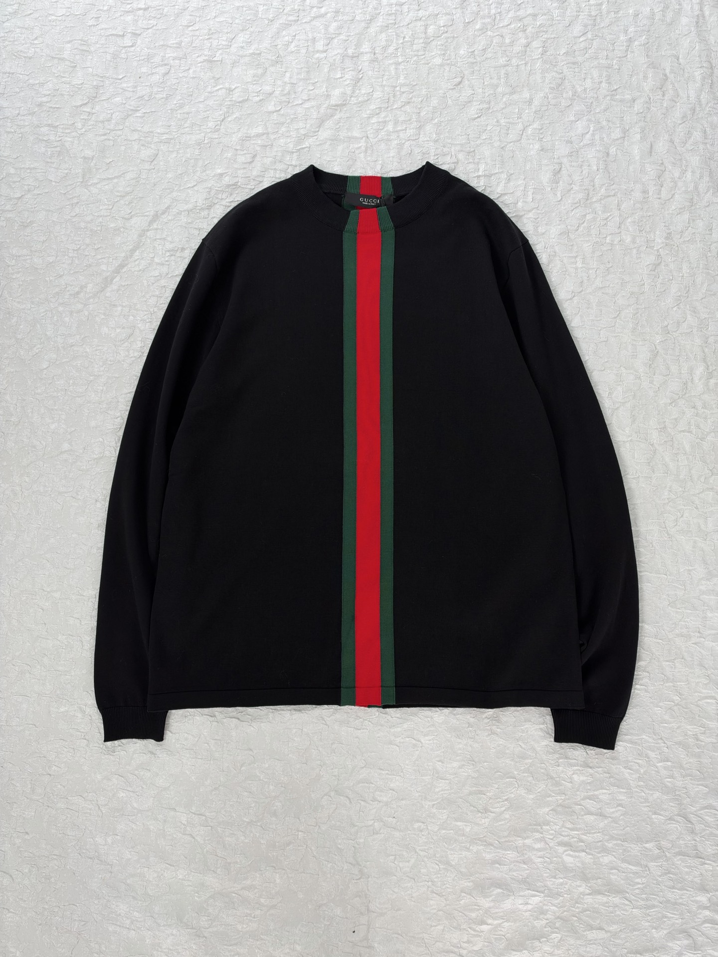 Gucc*/Gucci SS26 vertical striped jacquard knitted crew neck sweater The whole piece is made of custom-woven wool blended yarn - Image 3