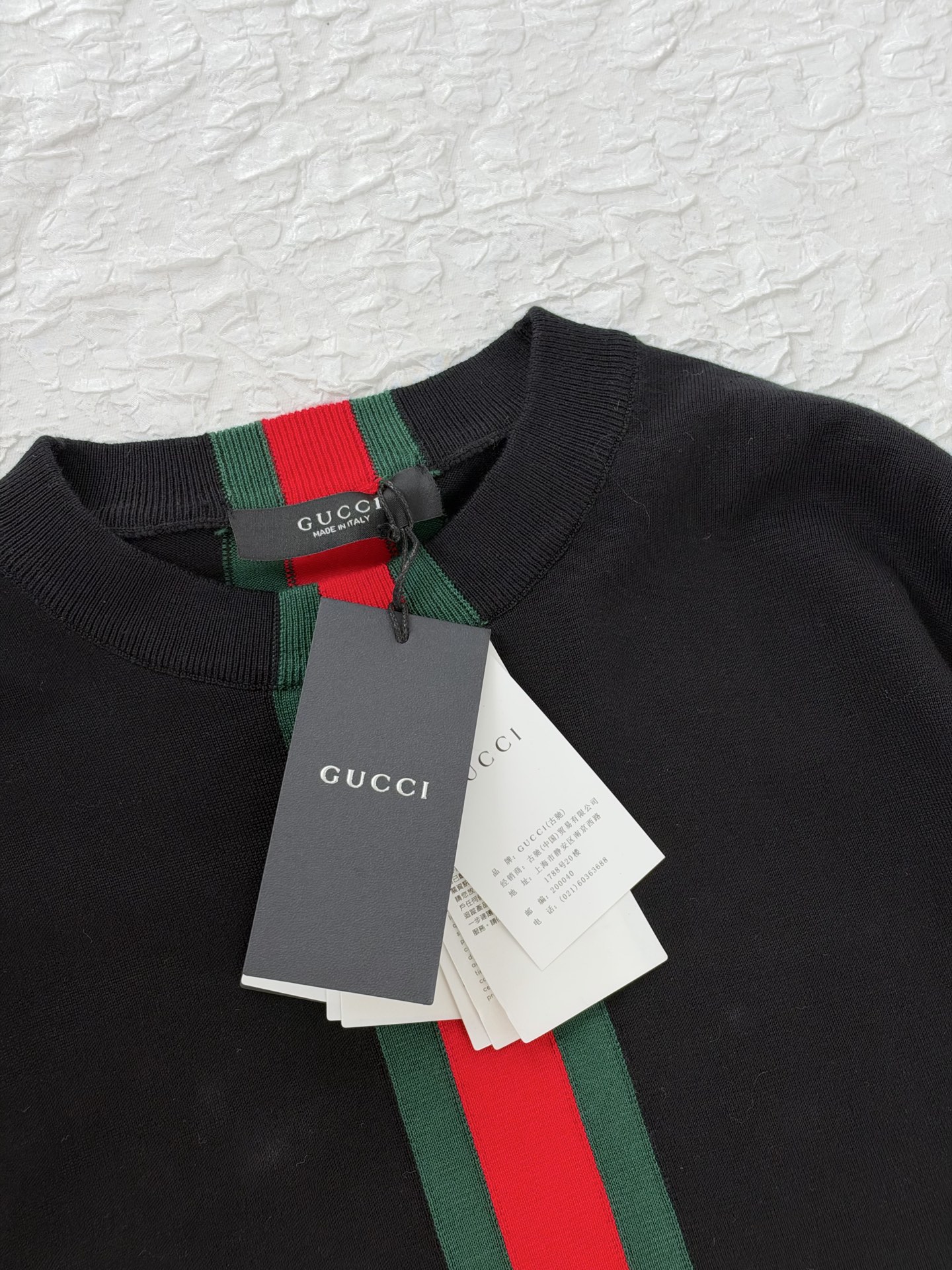 Gucc*/Gucci SS26 vertical striped jacquard knitted crew neck sweater The whole piece is made of custom-woven wool blended yarn - Image 9