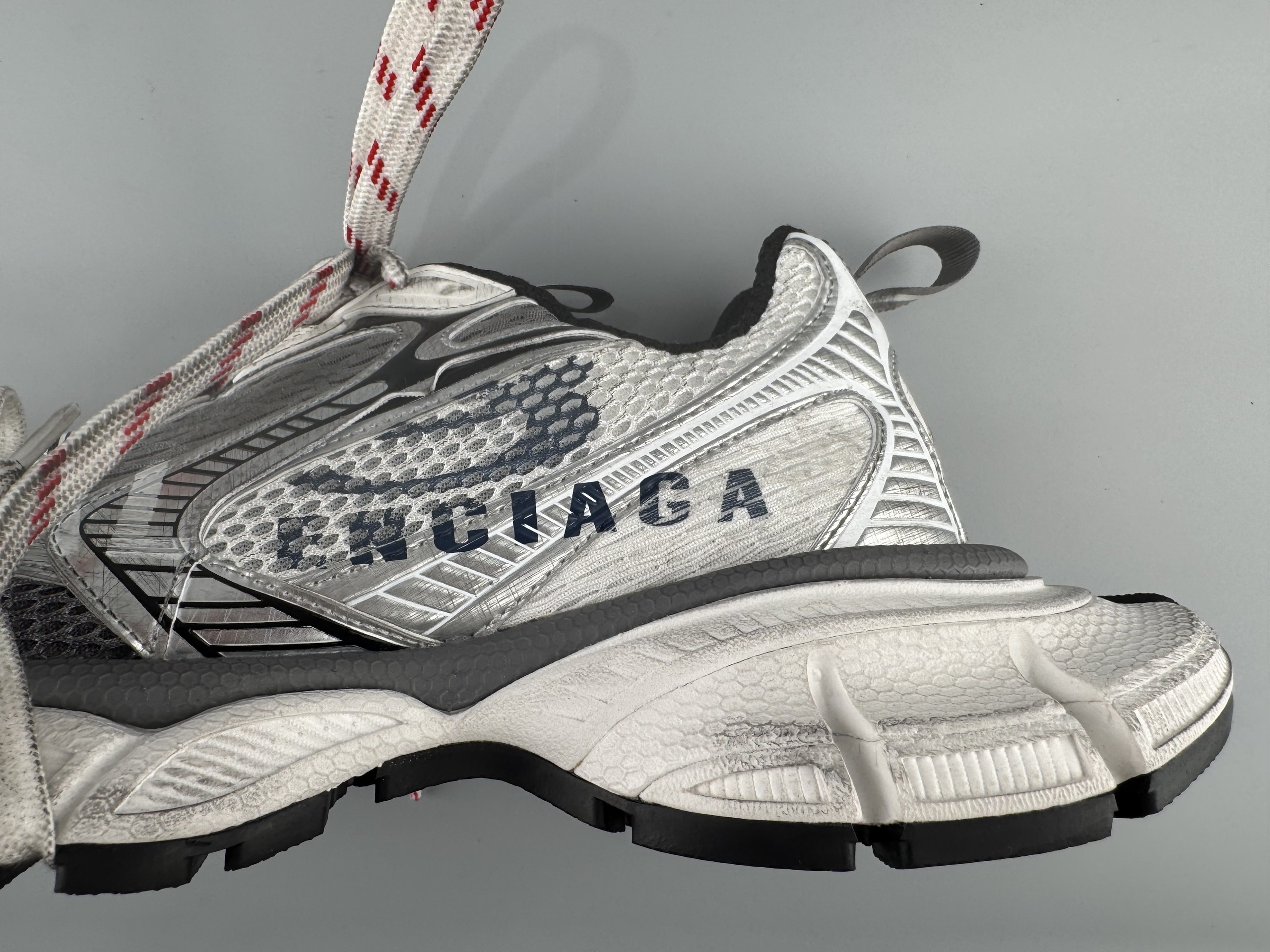One of the best on the market) Balenciaga 3XL Split Logo 2026 Hot Color White and Gray Spliced Graffiti Sneaker XXXL Balenciaga lace-up dad shoes original last production Mesh and microfiber are all purchased from original materials - Image 14
