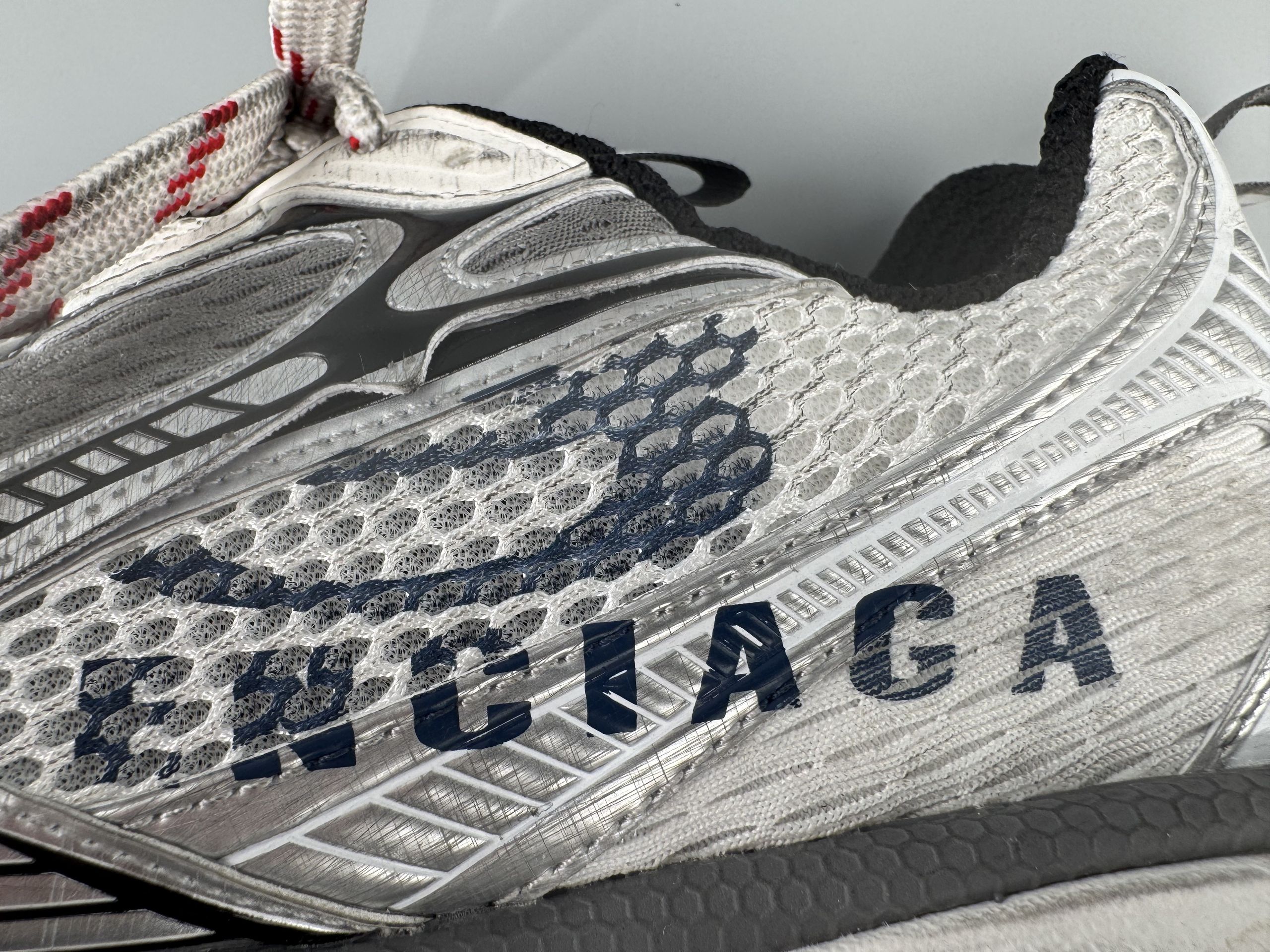 One of the best on the market) Balenciaga 3XL Split Logo 2026 Hot Color White and Gray Spliced Graffiti Sneaker XXXL Balenciaga lace-up dad shoes original last production Mesh and microfiber are all purchased from original materials - Image 15