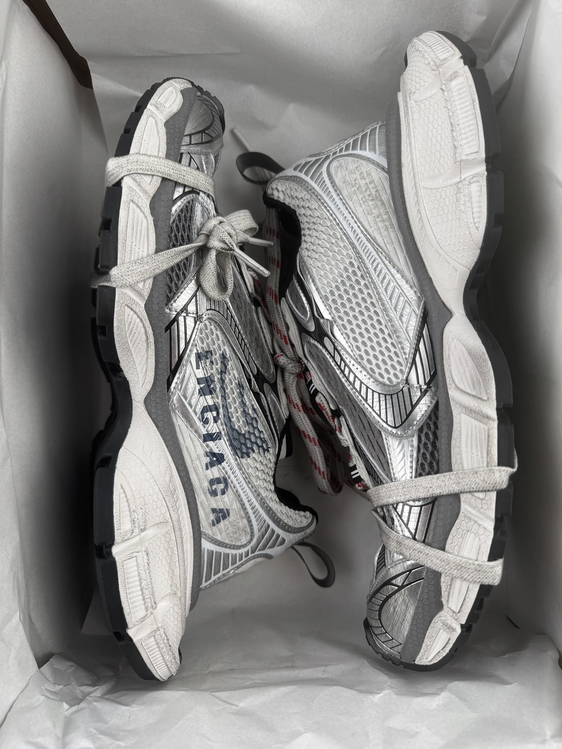 One of the best on the market) Balenciaga 3XL Split Logo 2026 Hot Color White and Gray Spliced Graffiti Sneaker XXXL Balenciaga lace-up dad shoes original last production Mesh and microfiber are all purchased from original materials - Image 18