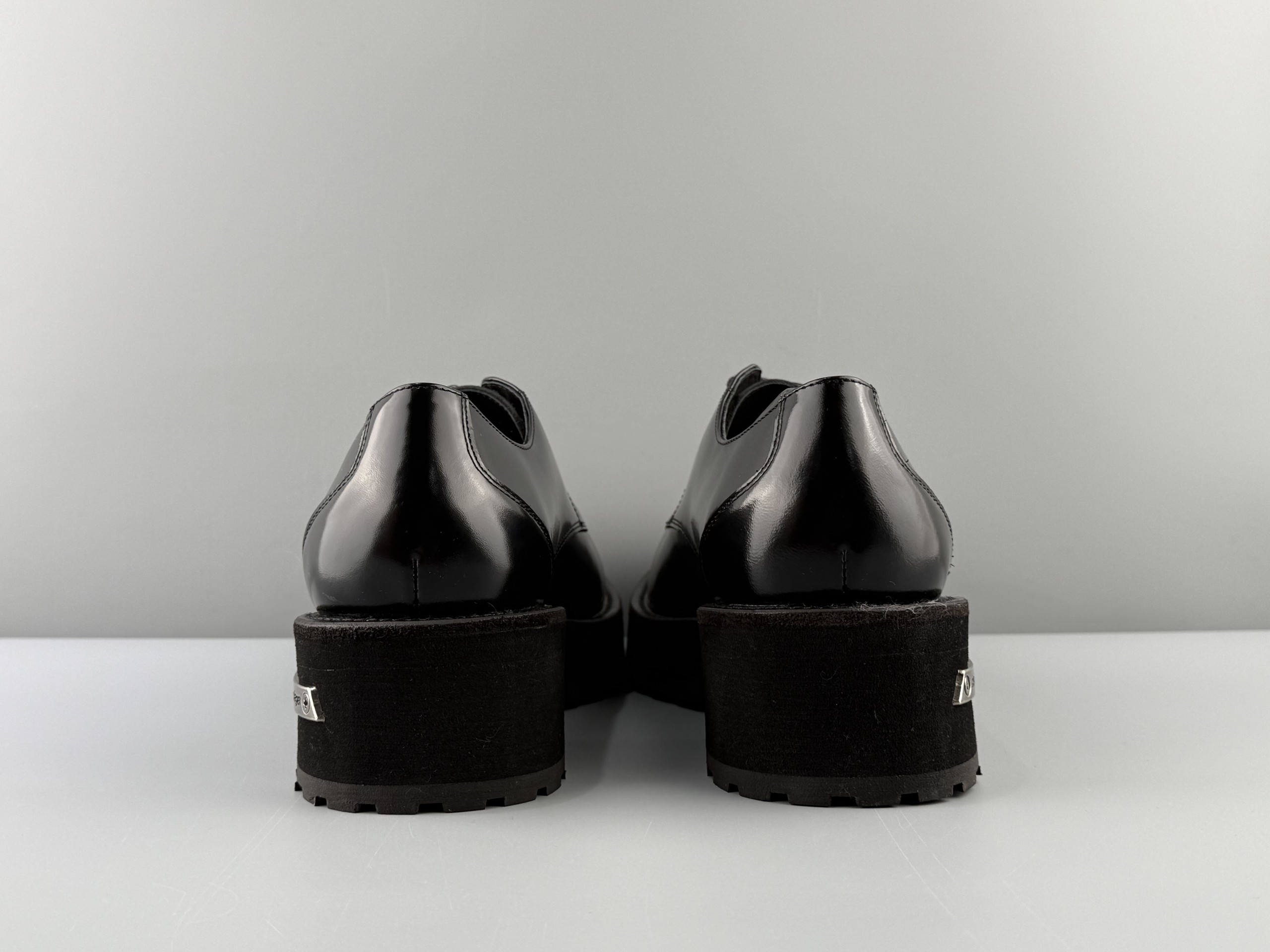 Balenciaga Venom pour cow leather round toe lace-up Derby shoes casual leather shoes men's black Size: 39 40 41 42 43 44 45 46 - Image 6