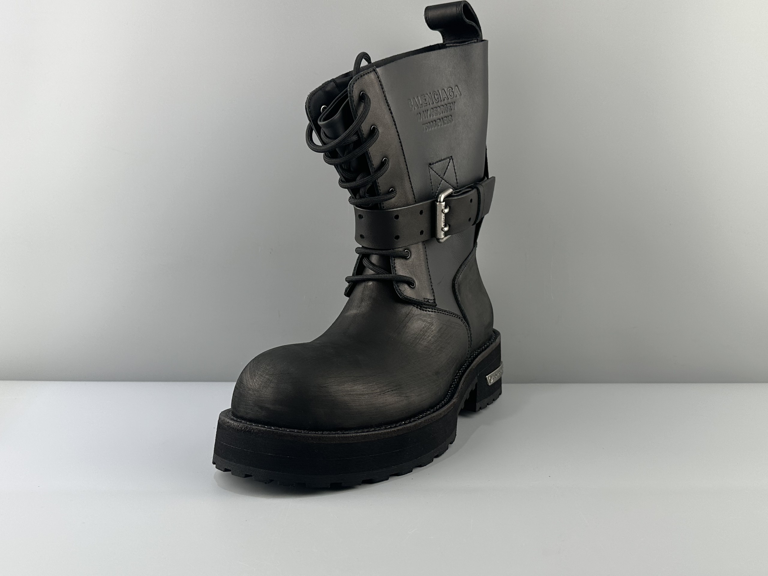 Balenciaga Venom calfskin round toe buckle high boots venom boots Size: 39 40 41 42 43 44 45 - Image 2