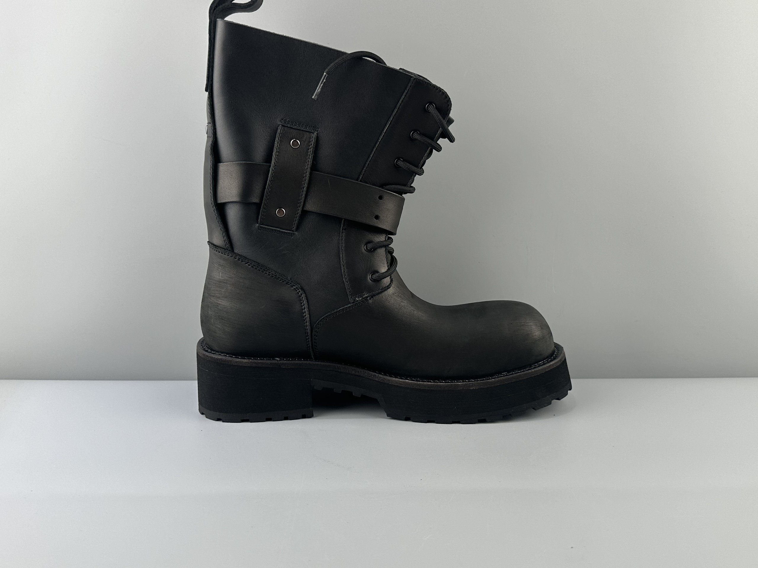 Balenciaga Venom calfskin round toe buckle high boots venom boots Size: 39 40 41 42 43 44 45 - Image 3