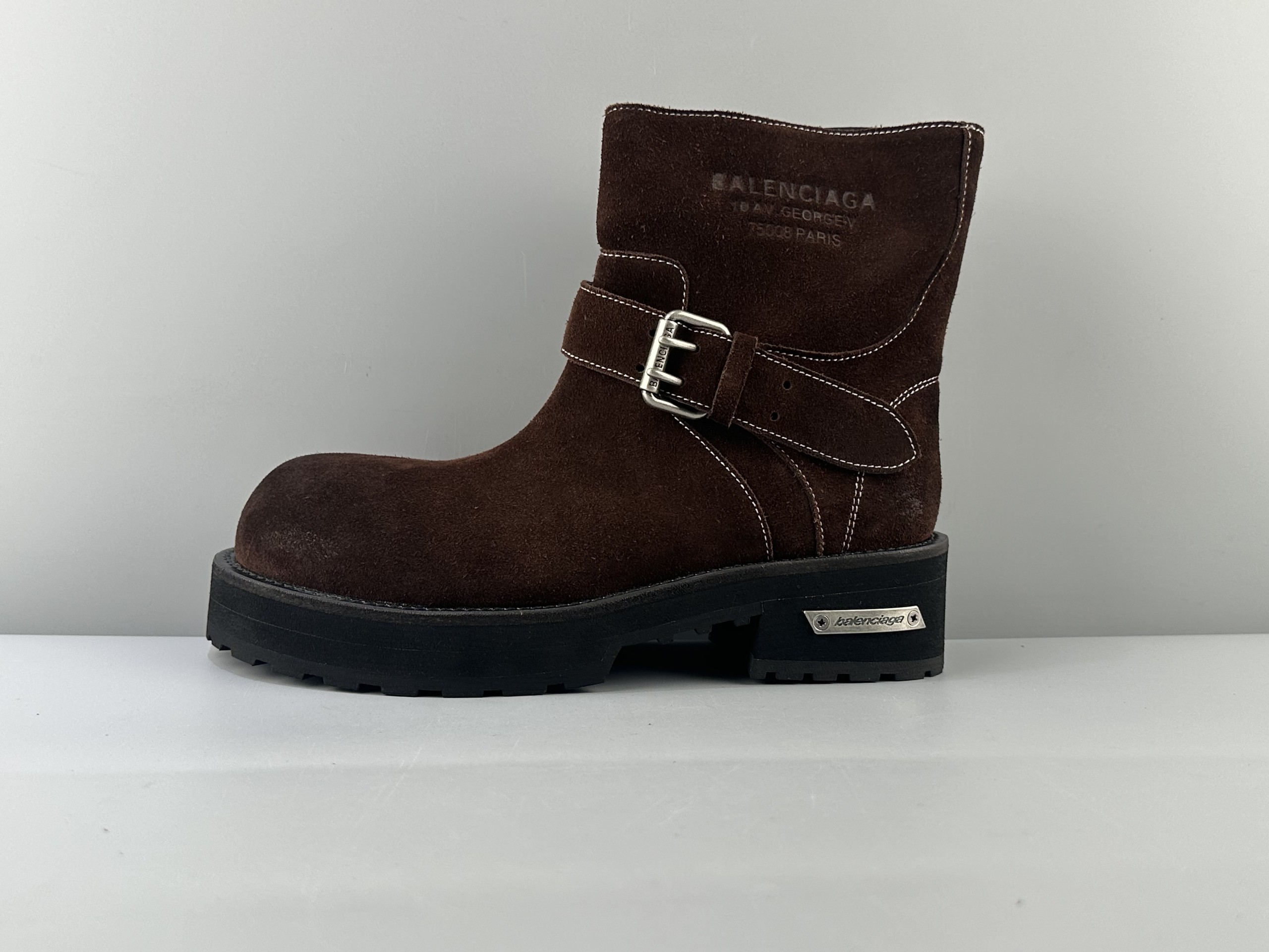 Balenciaga Venom cow suede round toe buckle high boots venom boots Size: 39 40 41 42 43 44 45