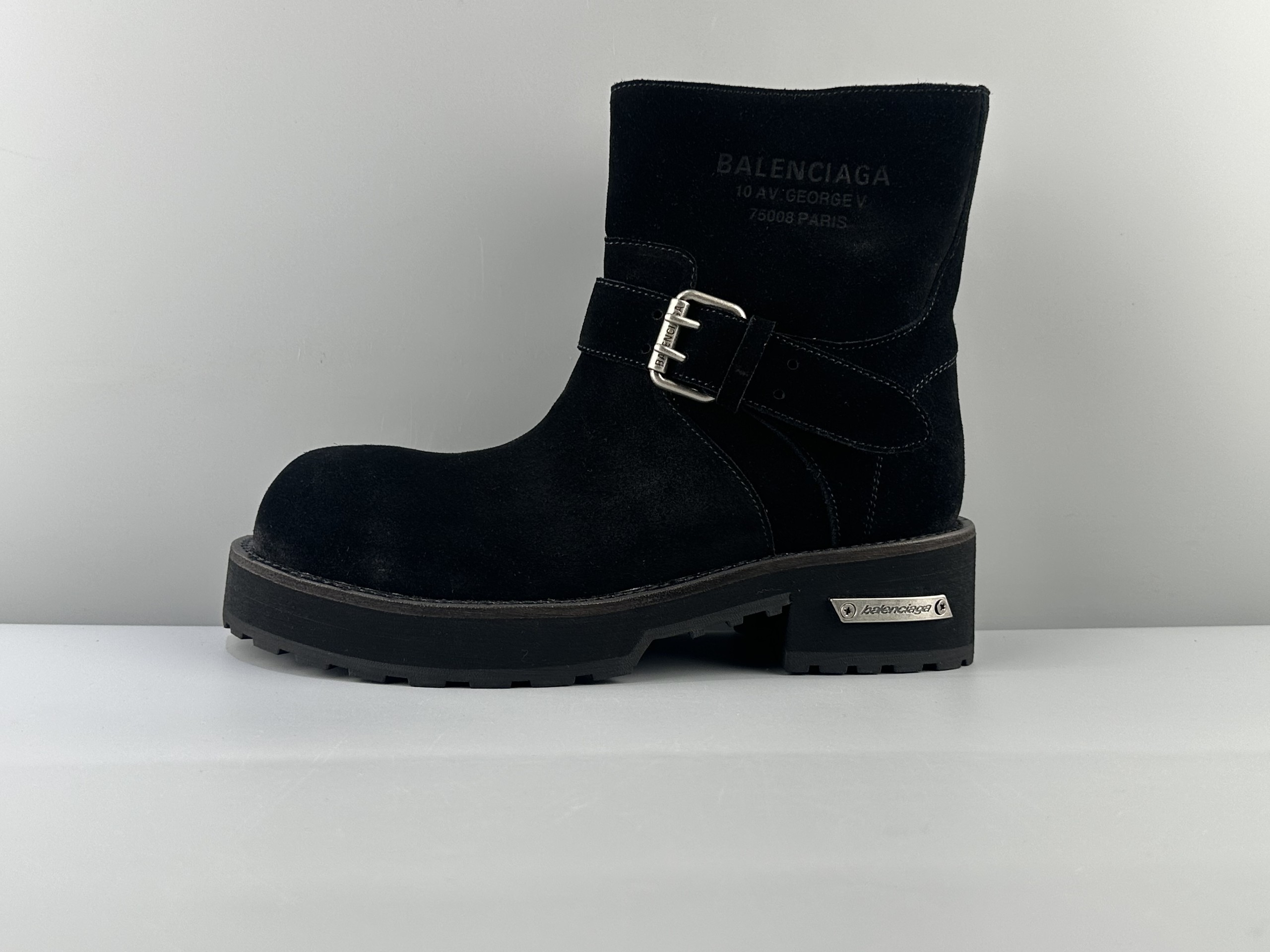 Balenciaga Venom imported cow suede round head buckle high boots venom boots Size: 39 40 41 42 43 44 45