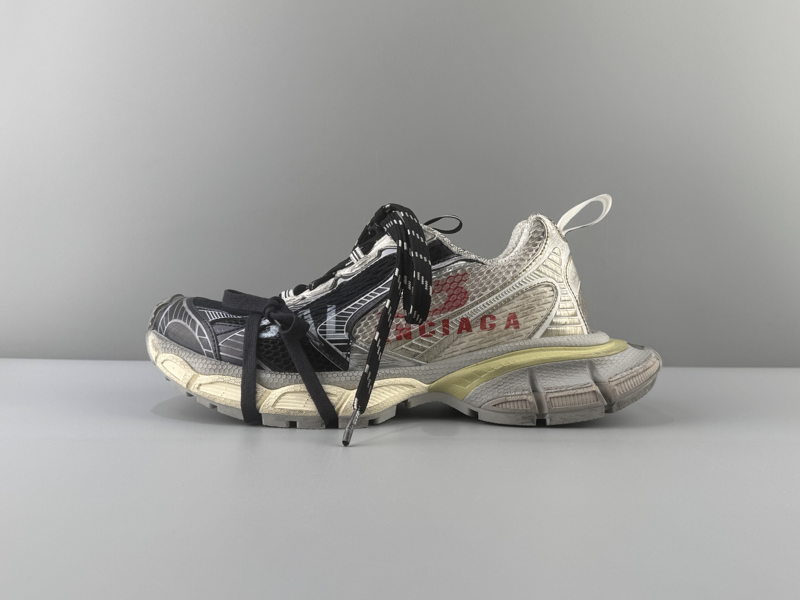 One of the best on the market) Balenciaga 3XL Split Logo 2026 Hot Color Yellow and Blue Spliced Graffiti Sneaker XXXL Balenciaga lace-up dad shoes original last production Mesh and microfiber are all purchased from original materials