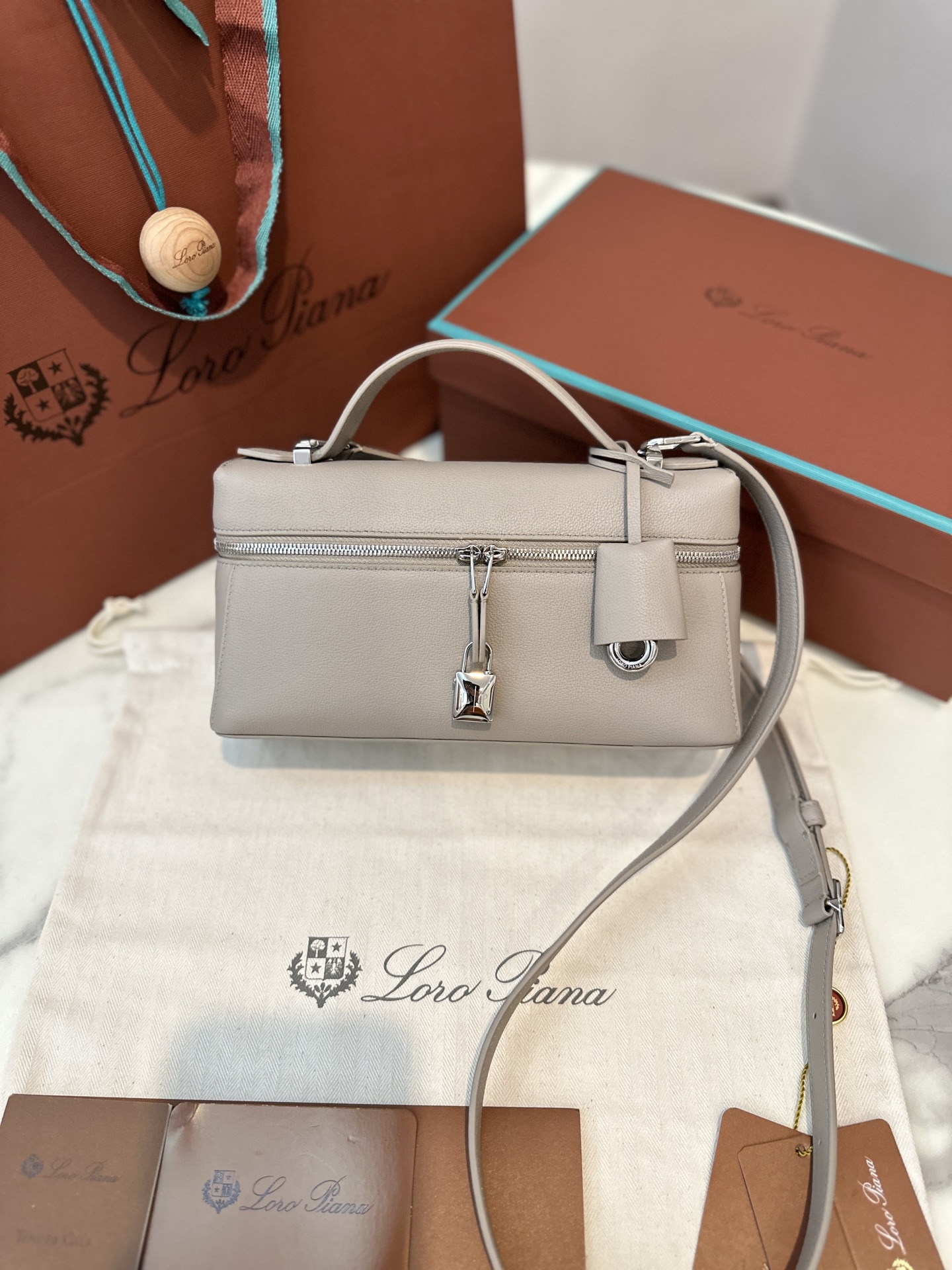 Extra bag L23 small palm print dove gray