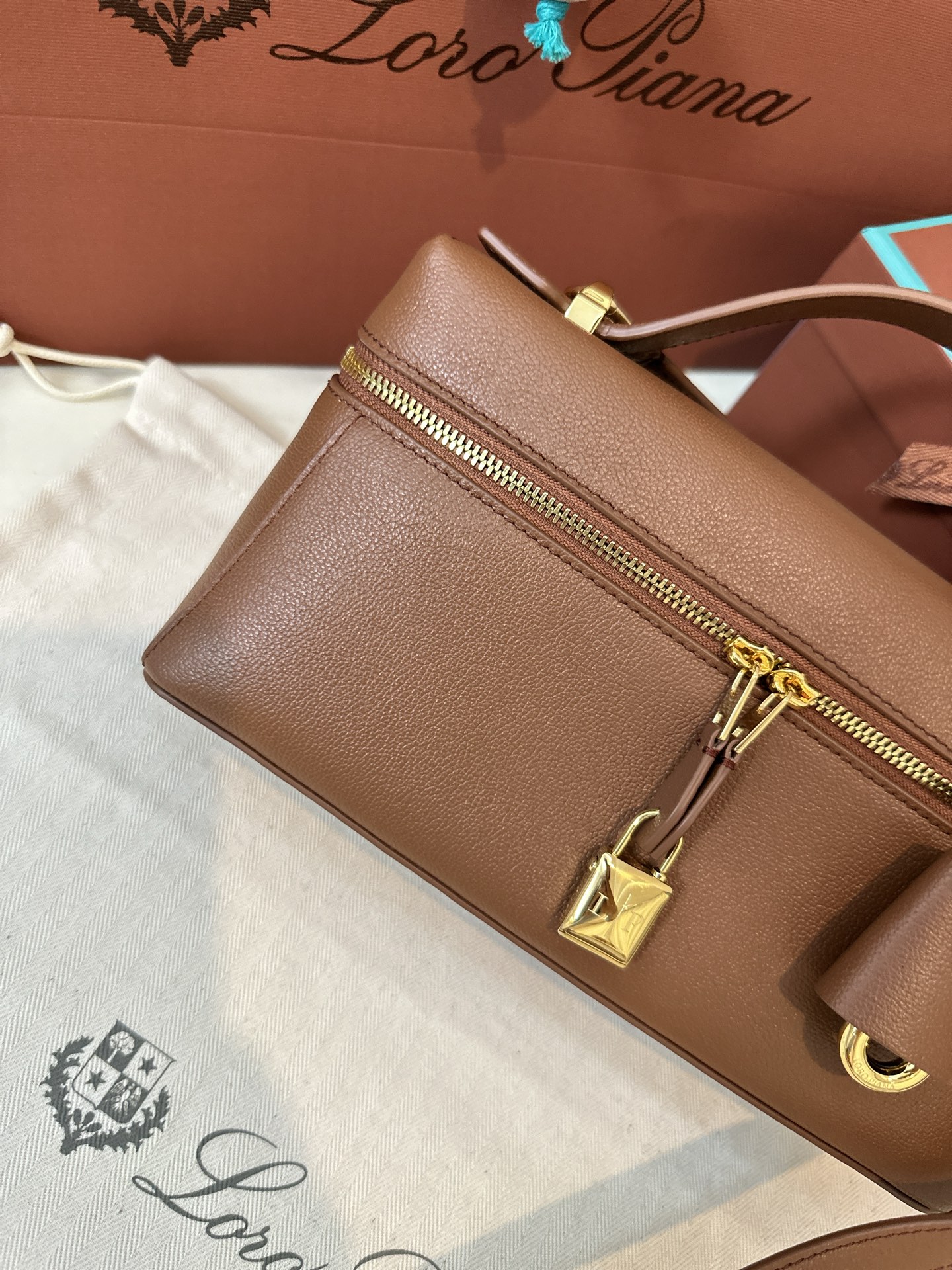 Extra bag L23 small palm print burnt brown