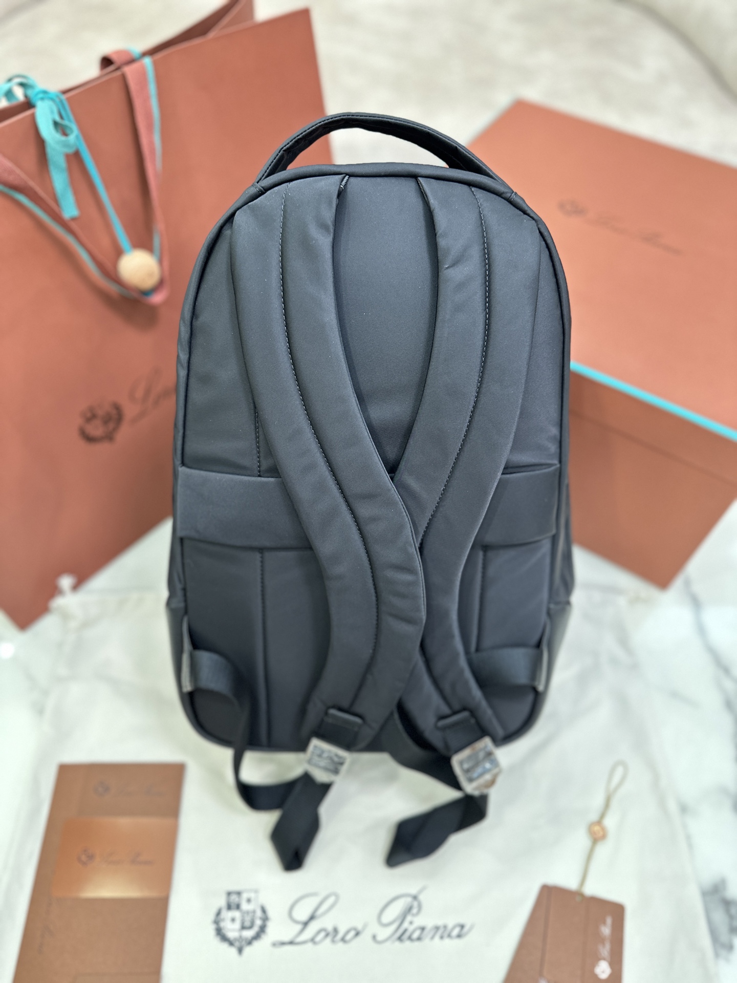 Pioneer Medium Backpack black Dual compartments: zip pocket, open pocket and pen holder in one compartment; laptop organizer in the other Two-way zipper Size: 27*42*20 Material: canvas with cow leather - Image 7
