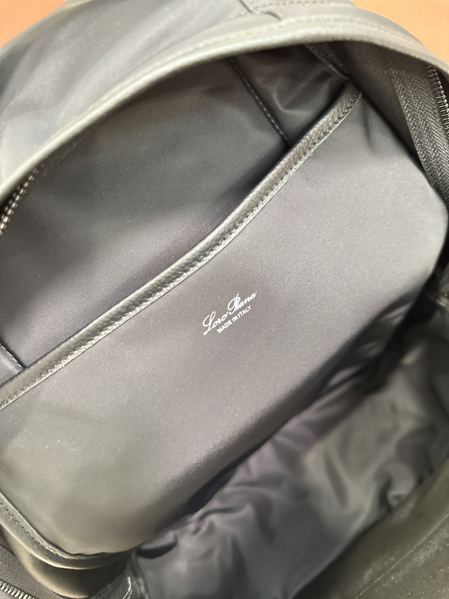 Pioneer Medium Backpack black Dual compartments: zip pocket, open pocket and pen holder in one compartment; laptop organizer in the other Two-way zipper Size: 27*42*20 Material: canvas with cow leather - Image 8