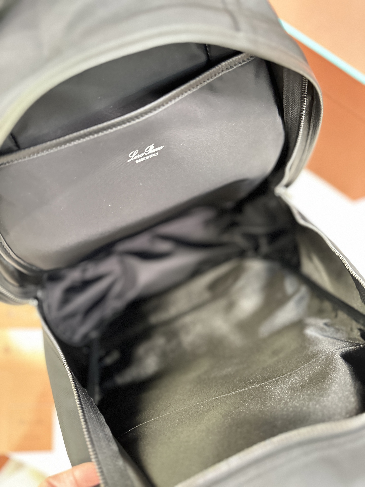 Pioneer Medium Backpack black Dual compartments: zip pocket, open pocket and pen holder in one compartment; laptop organizer in the other Two-way zipper Size: 27*42*20 Material: canvas with cow leather - Image 9