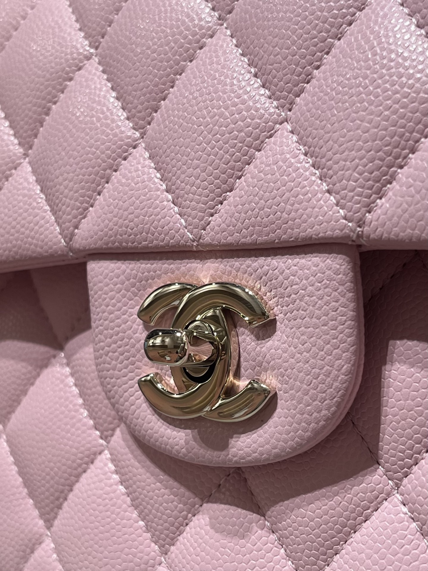 Original fine-grained caviar CF small size 23cm pink light gold buckle - Image 5
