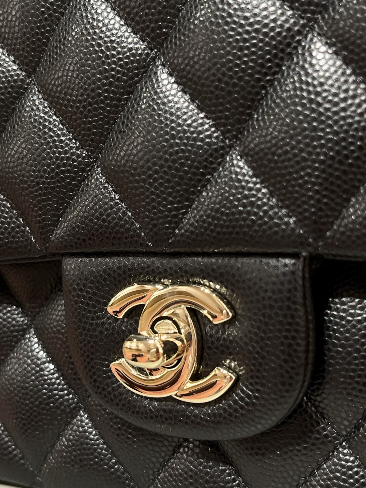 Original fine-grained caviar CF 25.5CM black light gold buckle - Image 3