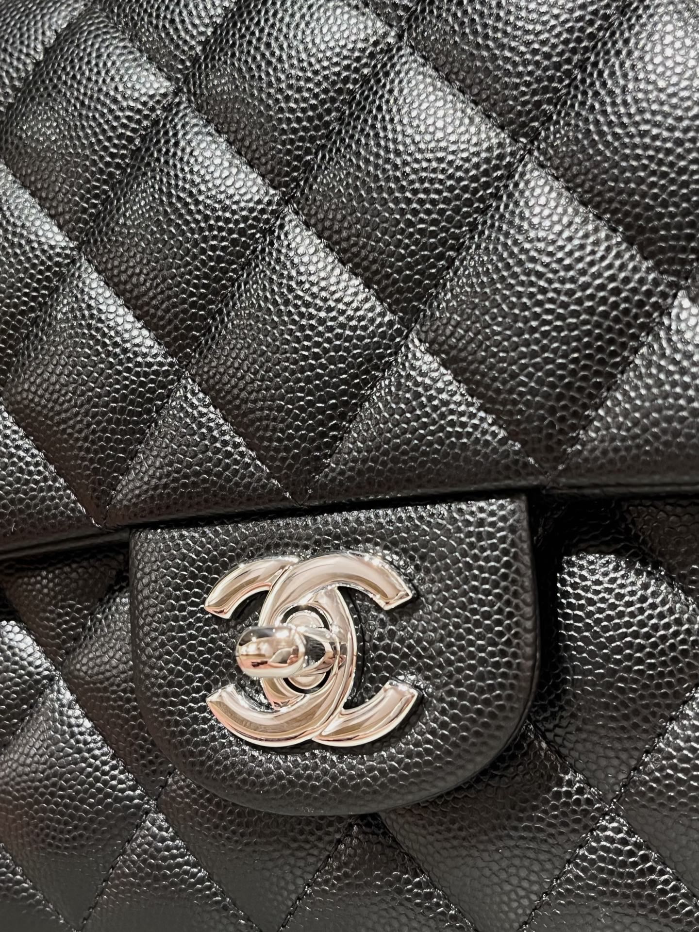 CF original fine-grained caviar 25.5CM black silver buckle - Image 5
