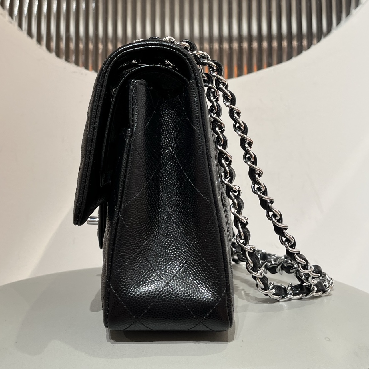 CF original fine-grained caviar 25.5CM black silver buckle - Image 6