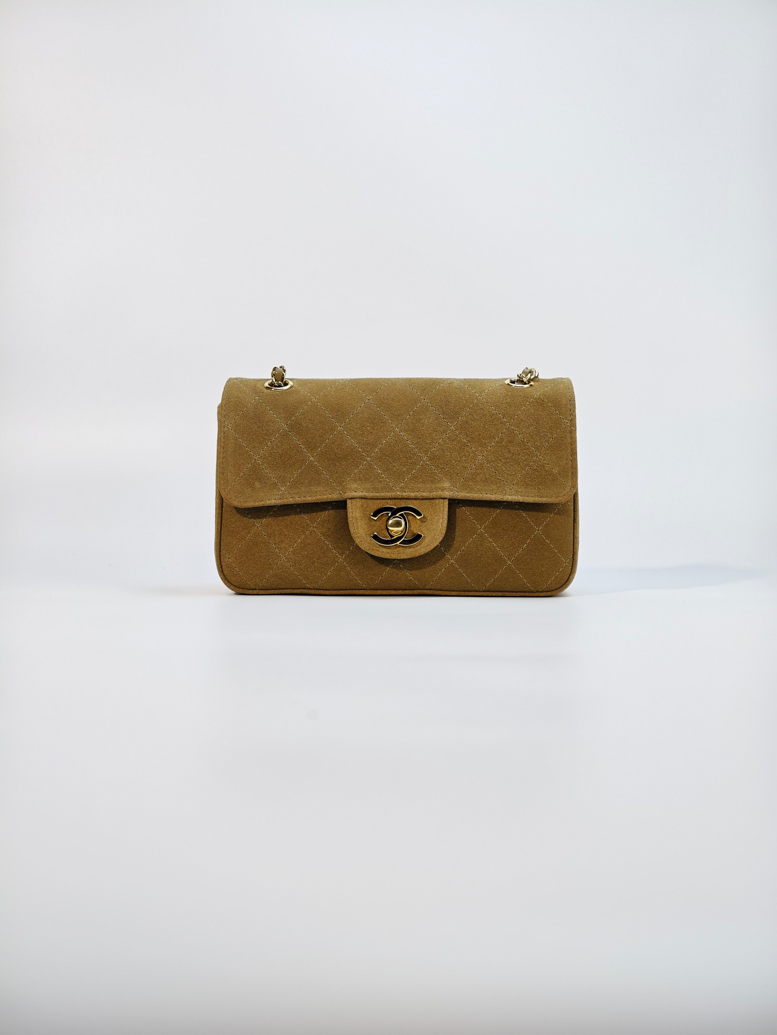 26B suede CF camel/gold buckle mini