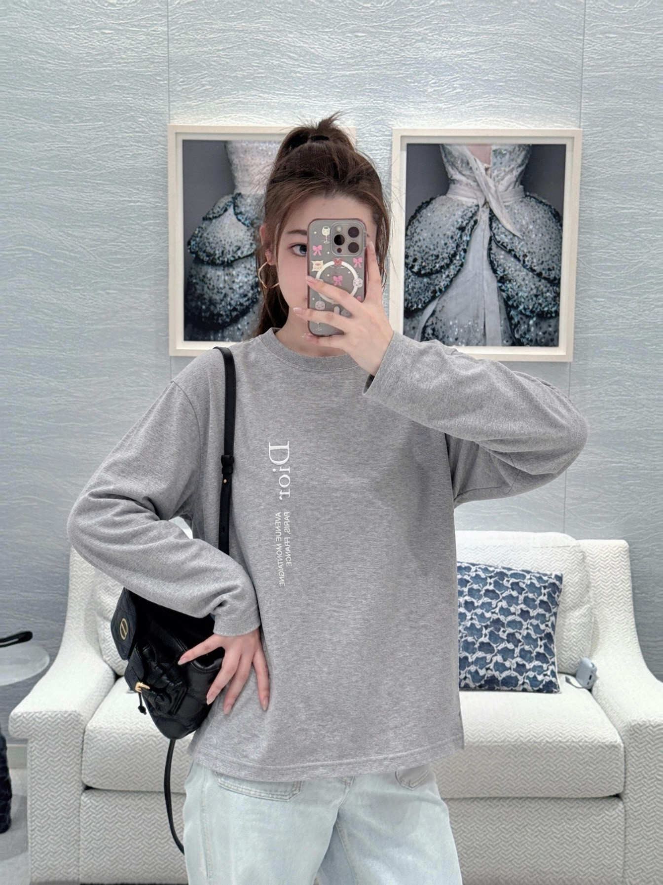 Dr Montaigne embroidery crew neck long sleeves Cotton jersey fabric, long sleeves made of 15-count special woven compact cotton, weight 230g/m²; with 32-count 1×1 rib, 340g/m² - Image 11