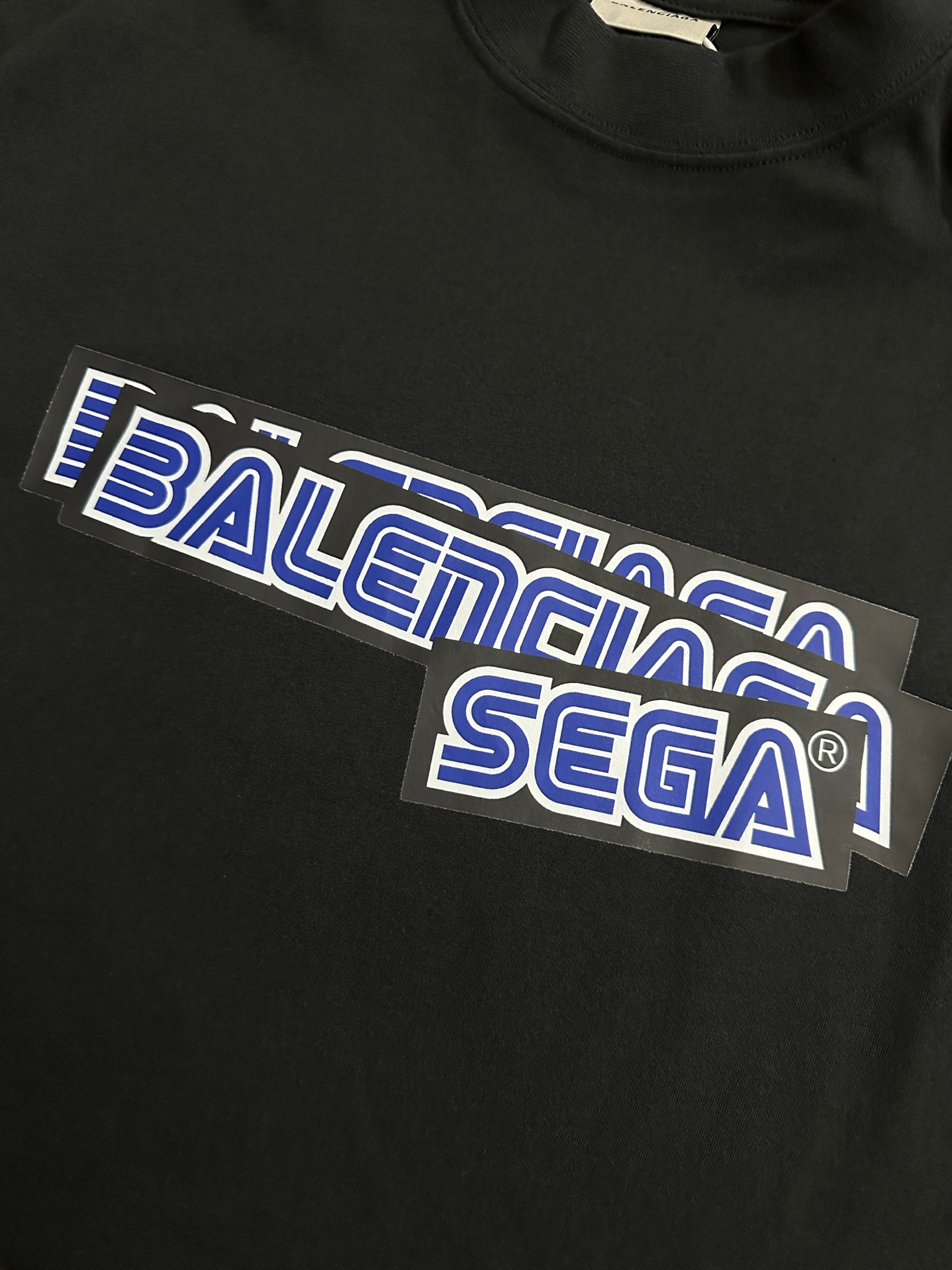 Balenciaga Balenciaga 26ss SEGA Sega co-branded offset overprint logo long-sleeved T-shirt Fabric: Made of double yarn retro plain knitted fabric 320g, with 32S double yarn 1*1 thread, custom hardware, thread, accessories, plate alignment, same style for men and women -Color: black -Size: XS S M L - Image 7