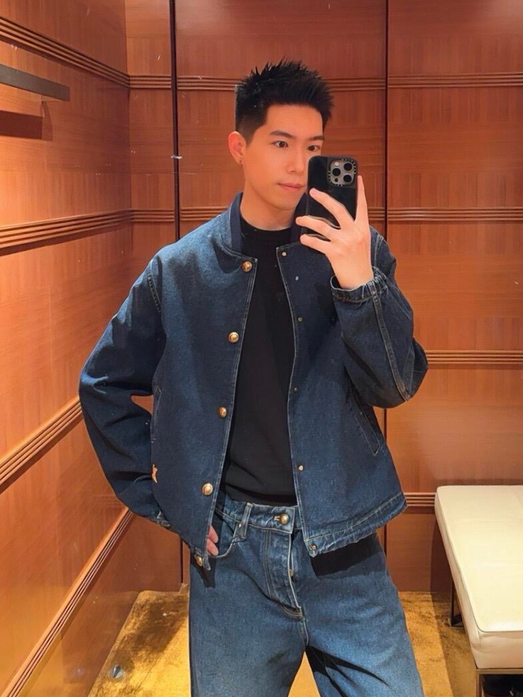 LOUIS VUITTON 26FW LV logo cuffed skateboard jeans Fabric: Made of 14 ammonia full warp fine cotton denim sweatshirt material, customized hardware, threads, accessories, plate alignment, same style for men and women -Color: blue -Size: 30 32 34 36 - Image 16