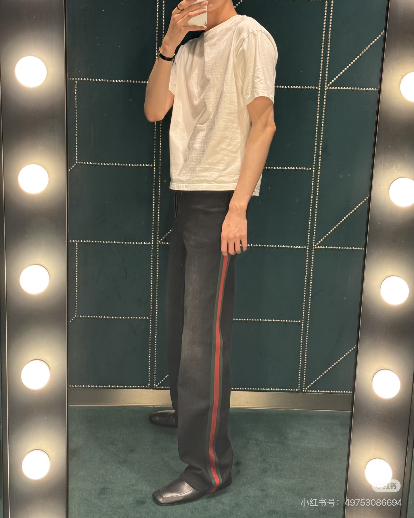 Gucc*/Gucci SS26 washed black side webbing straight jeans Made from heavy denim fabric, the hardness and drape are comparable to the original version - Image 19