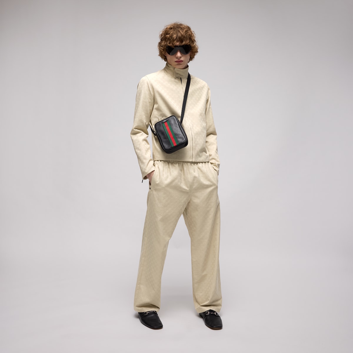 Gucc*/Gucci SS26 GG all-over printed dark pattern jacquard suit trousers A full set of custom-woven dark-grain jacquard fabrics, specifically custom-woven dark-grain jacquard - Image 11