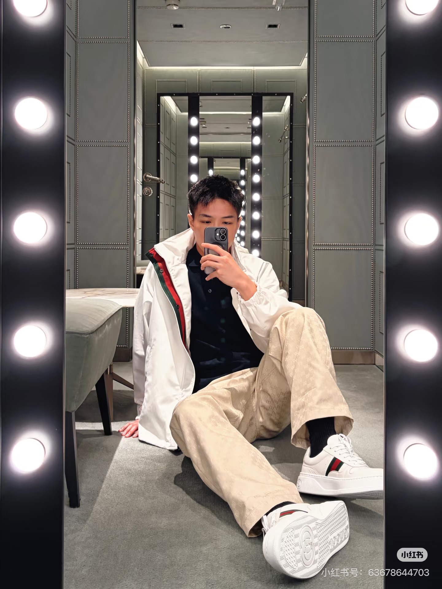 Gucc*/Gucci SS26 GG all-over printed dark pattern jacquard suit trousers A full set of custom-woven dark-grain jacquard fabrics, specifically custom-woven dark-grain jacquard - Image 13