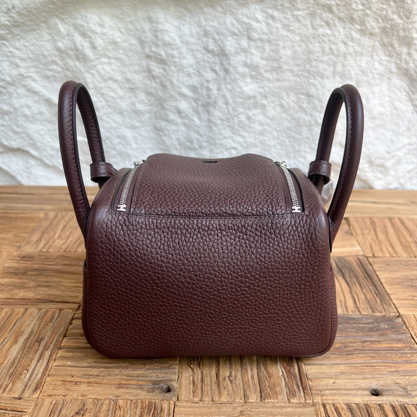 Spot Mini Lindy 19cm Clemence original imported tc large cowhide Color: 0G saddle red Rouge Sellier Fully handmade wax stitching Silver buckle Stock - Image 4