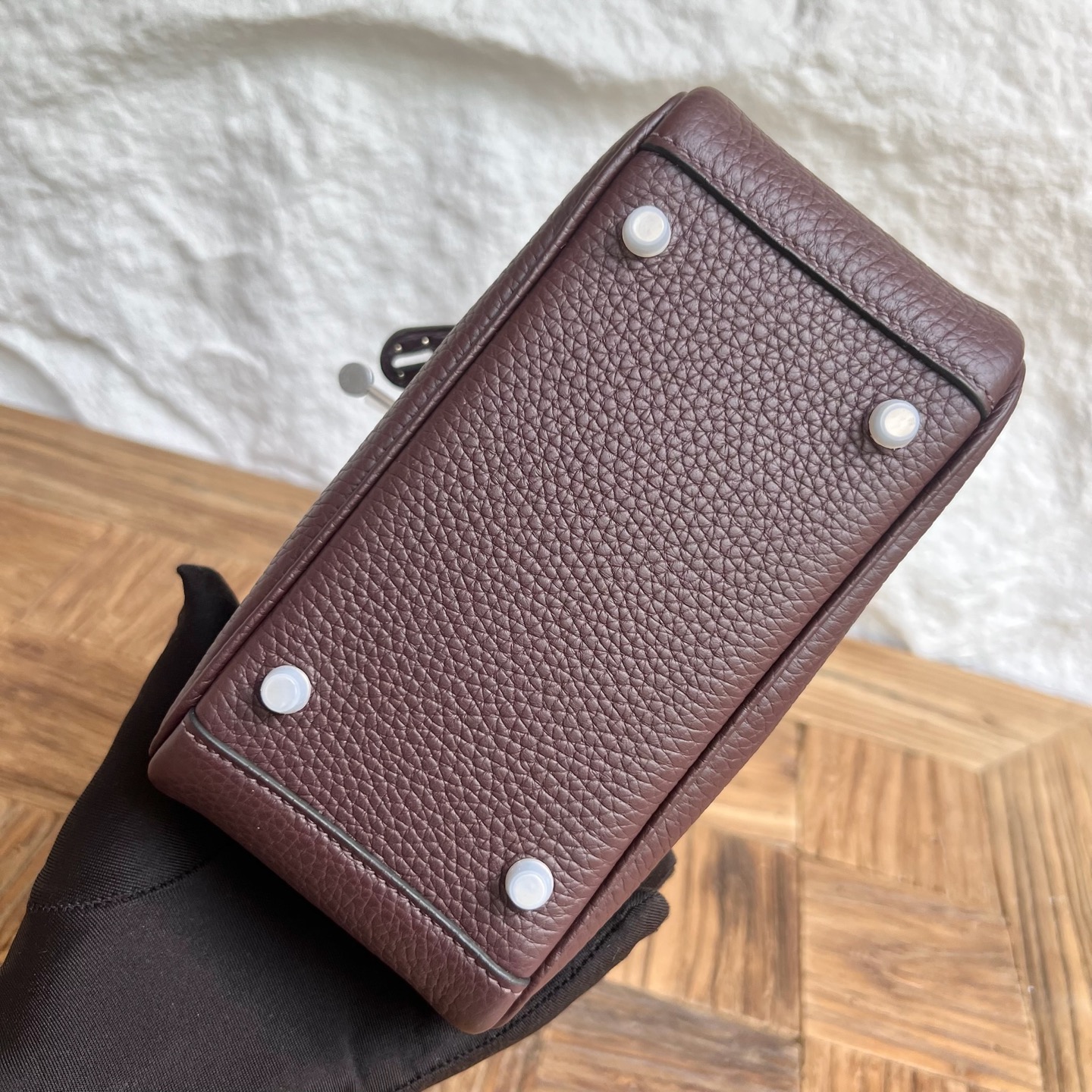 Spot Mini Lindy 19cm Clemence original imported tc large cowhide Color: 0G saddle red Rouge Sellier Fully handmade wax stitching Silver buckle Stock - Image 9