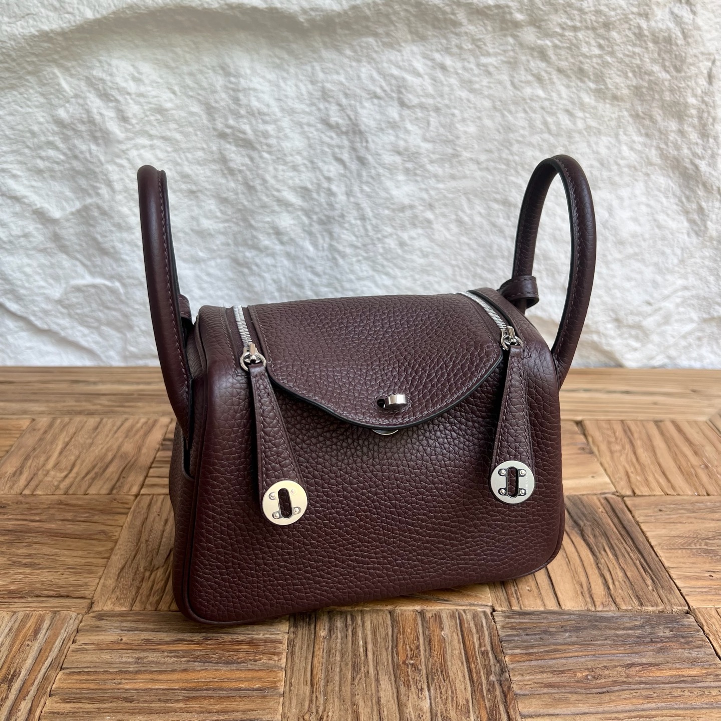 Spot Mini Lindy 19cm Clemence original imported tc large cowhide Color: 0G saddle red Rouge Sellier Fully handmade wax stitching Silver buckle Stock - Image 10