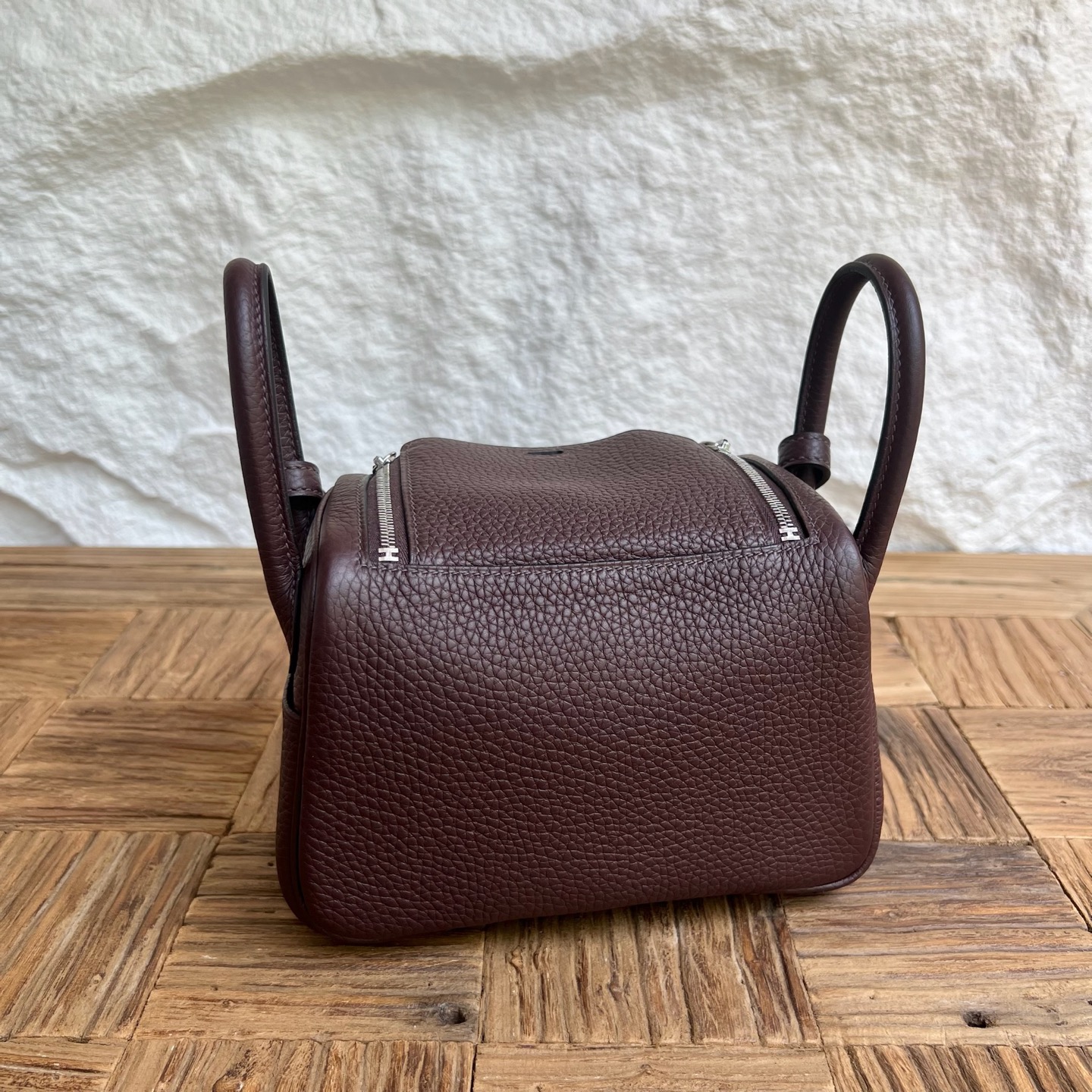 Spot Mini Lindy 19cm Clemence original imported tc large cowhide Color: 0G saddle red Rouge Sellier Fully handmade wax stitching Silver buckle Stock - Image 11