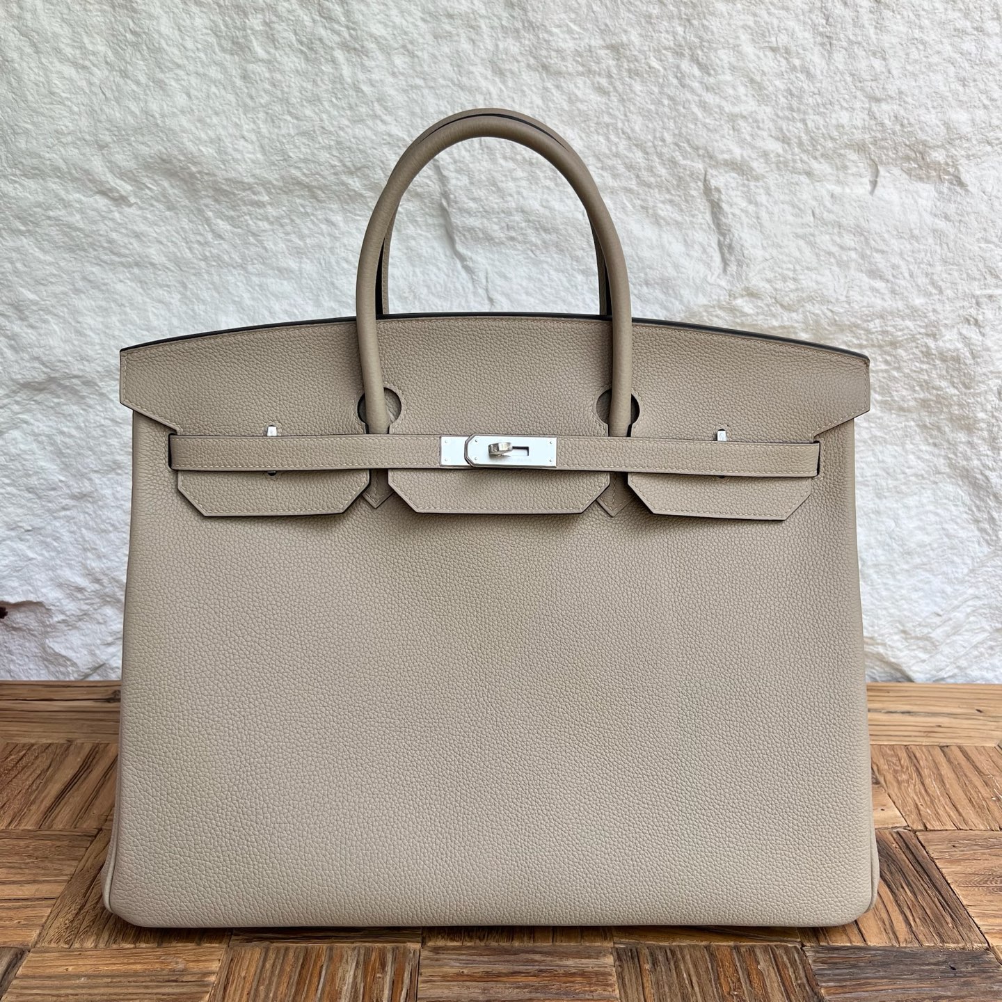 Birkin 40cm Togo original imported German calfskin Color: Ck81 turtle dove gray Fully handmade wax stitching Silver buckle customized✈️