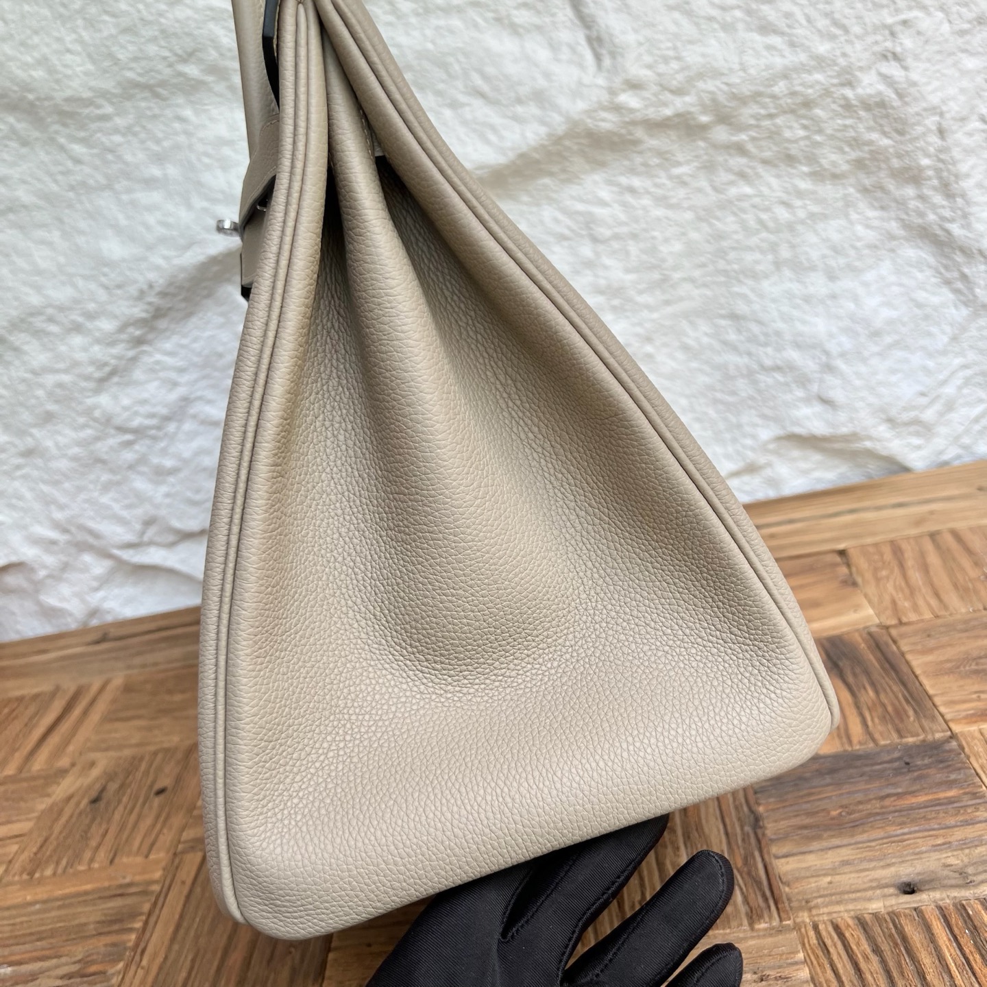 Birkin 40cm Togo original imported German calfskin Color: Ck81 turtle dove gray Fully handmade wax stitching Silver buckle customized✈️ - Image 3